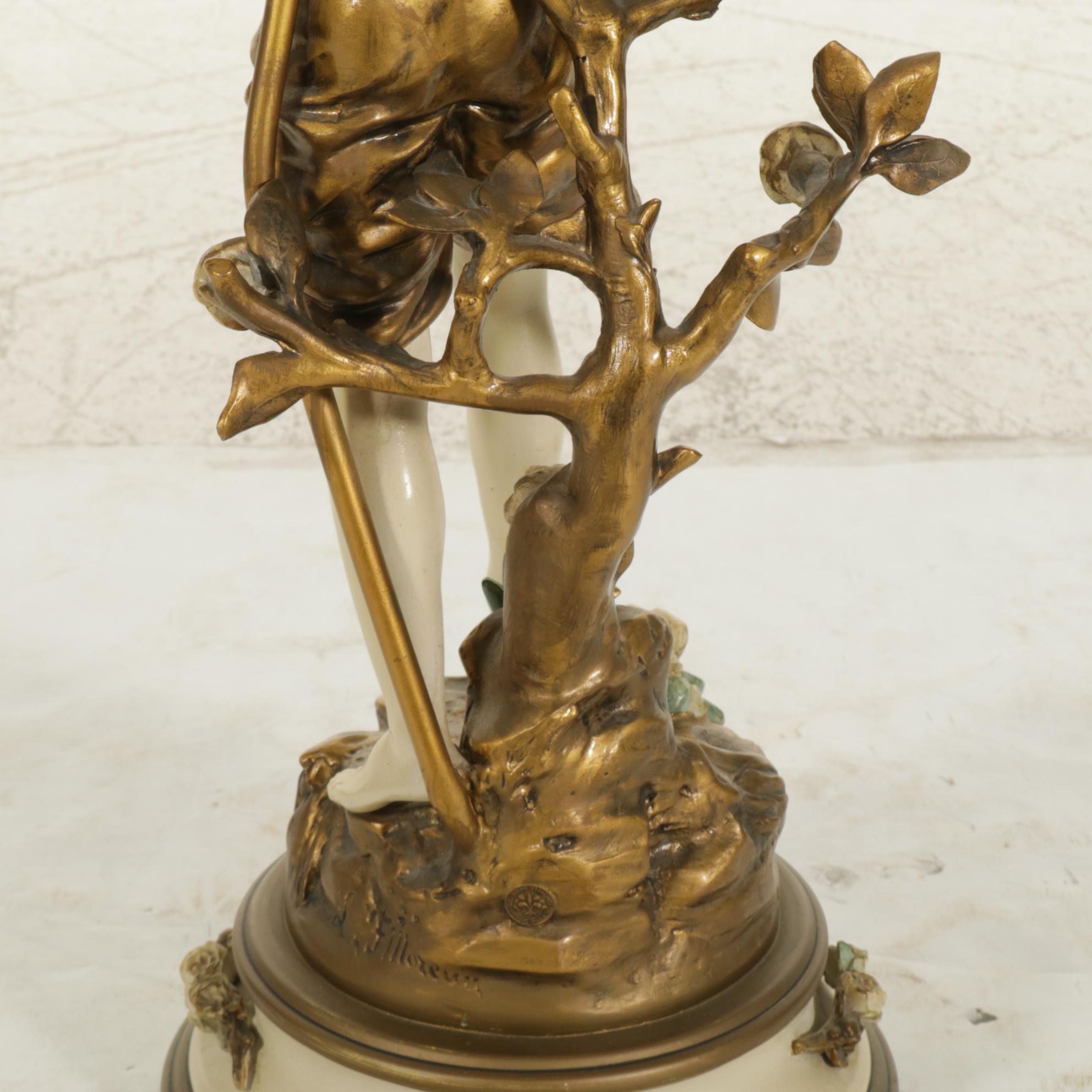 Collection Francaise Metal Figural Lamp After L&F Moreau, Mid-20th C