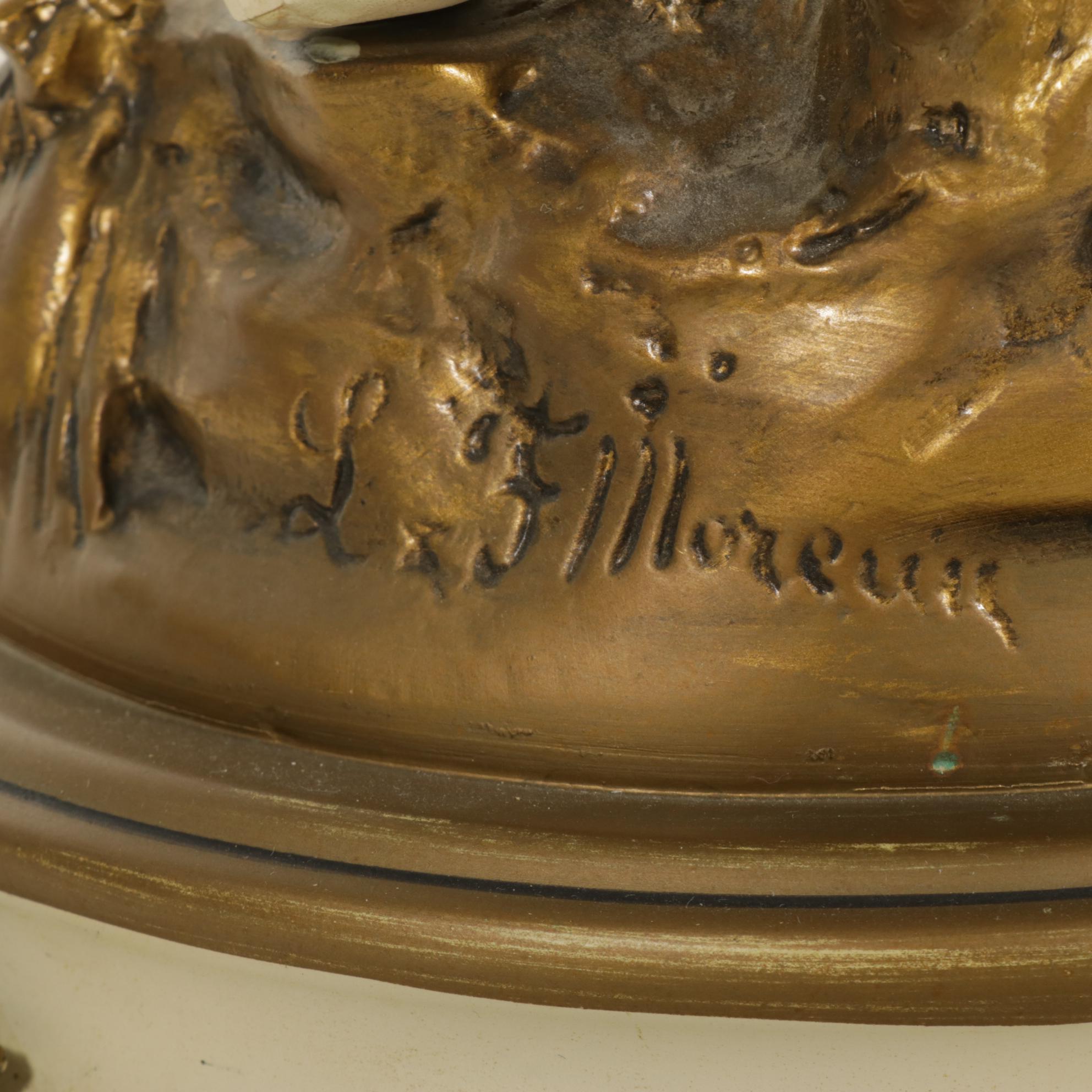 Collection Francaise Metal Figural Lamp After L&F Moreau, Mid-20th C