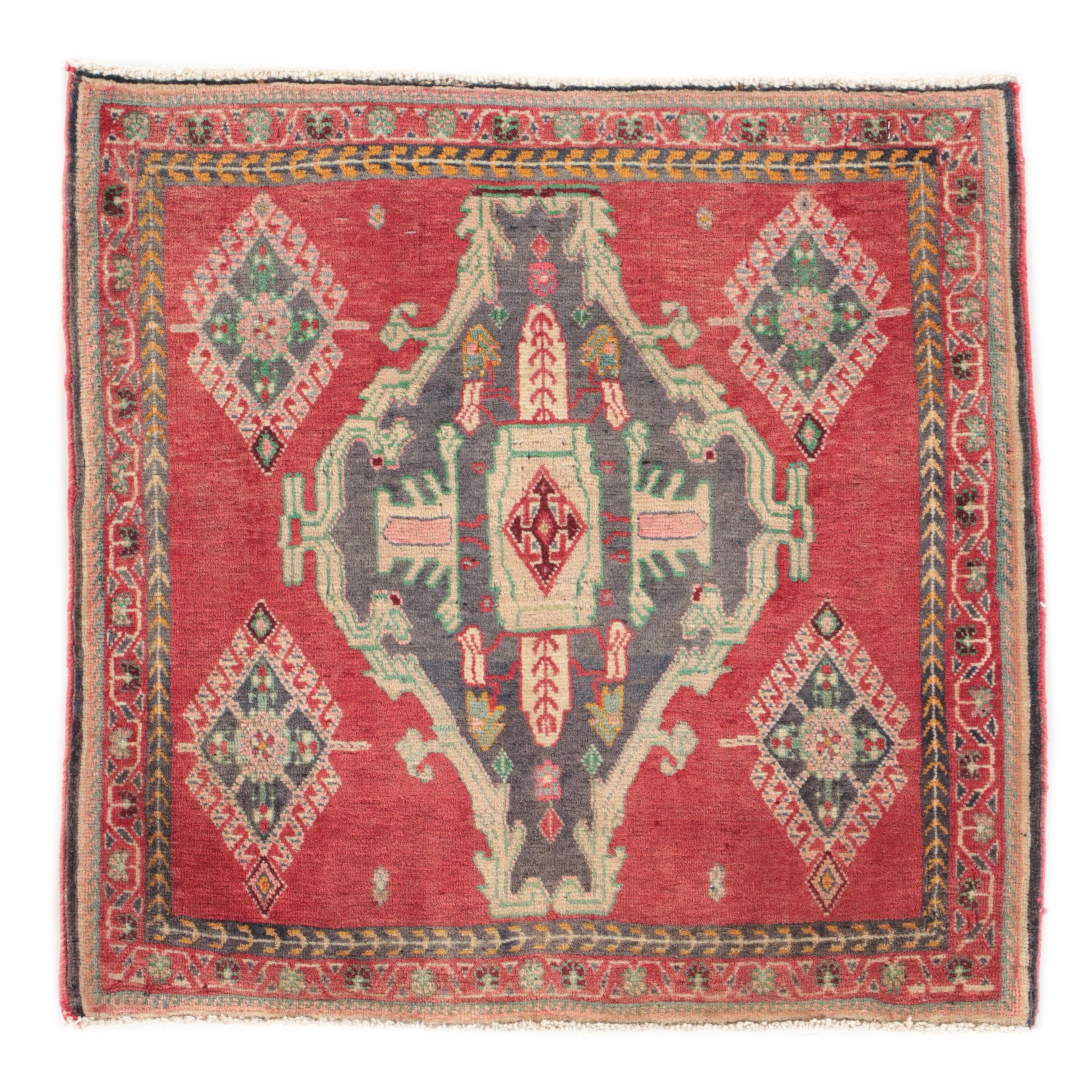 2'2 x 2'1 Hand-Knotted Persian Village Floor Mat