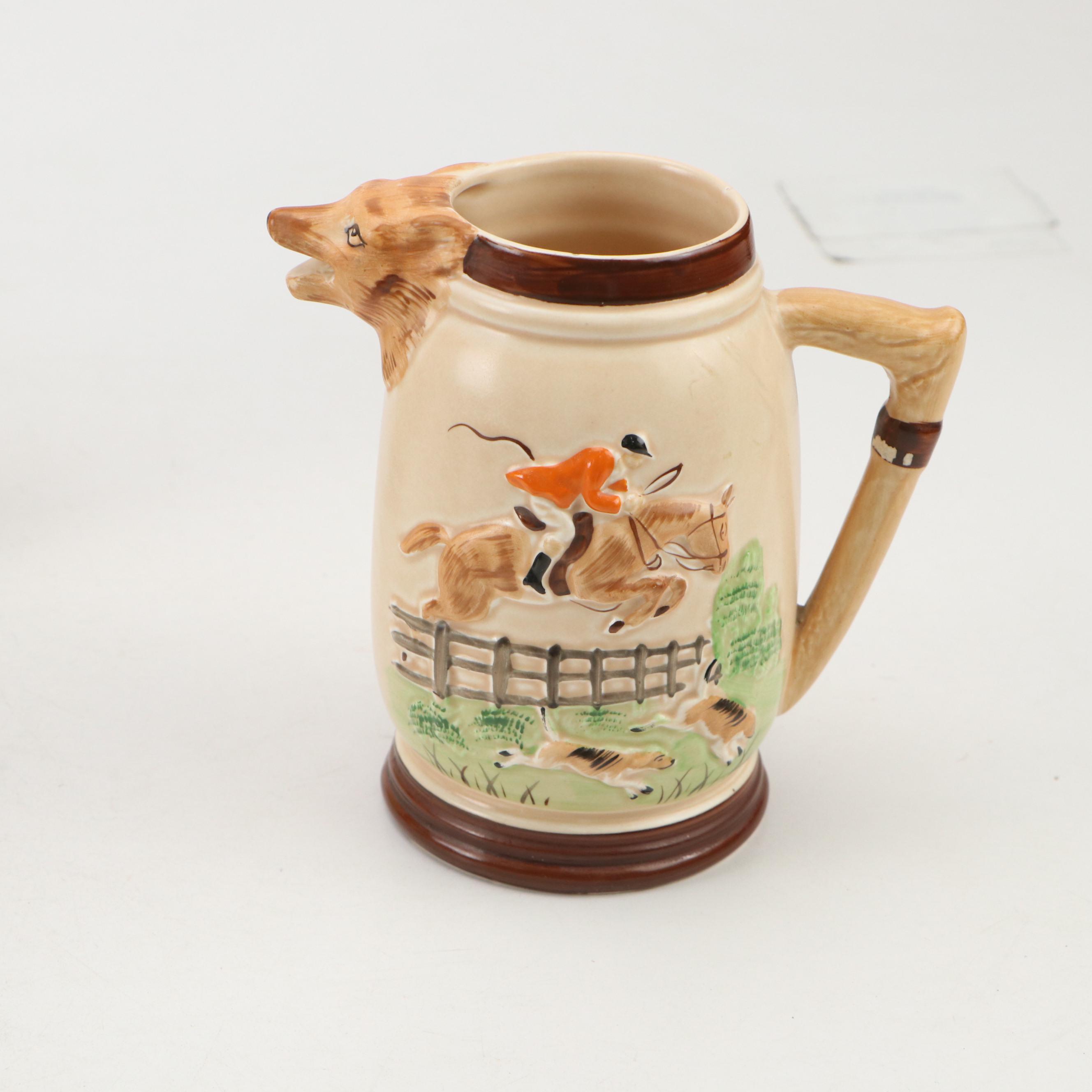 Arthur Wood with Other Hunt Scene Tankards and Teapot, Early to Mid-20th Century