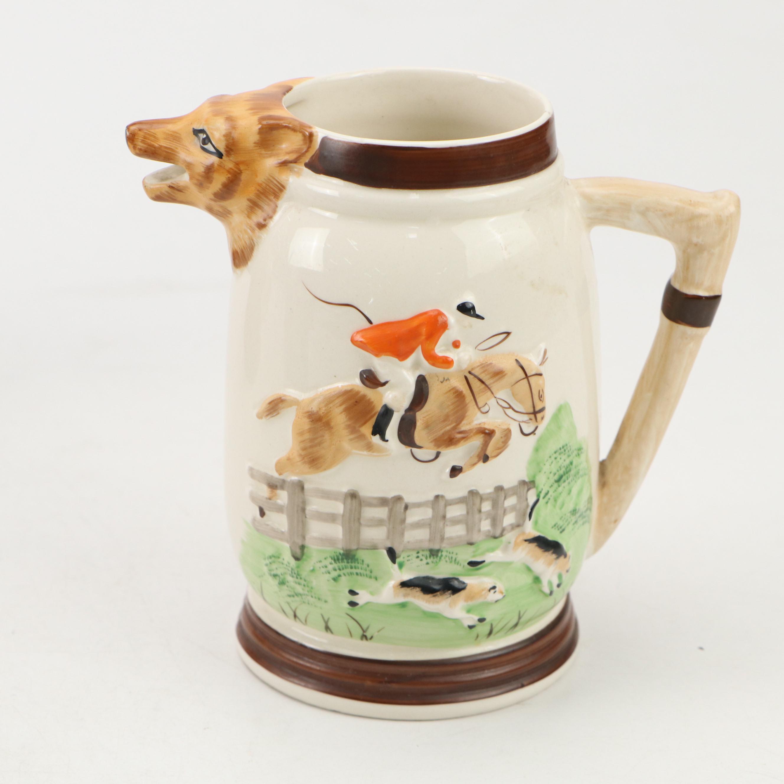 Arthur Wood with Other Hunt Scene Tankards and Teapot, Early to Mid-20th Century