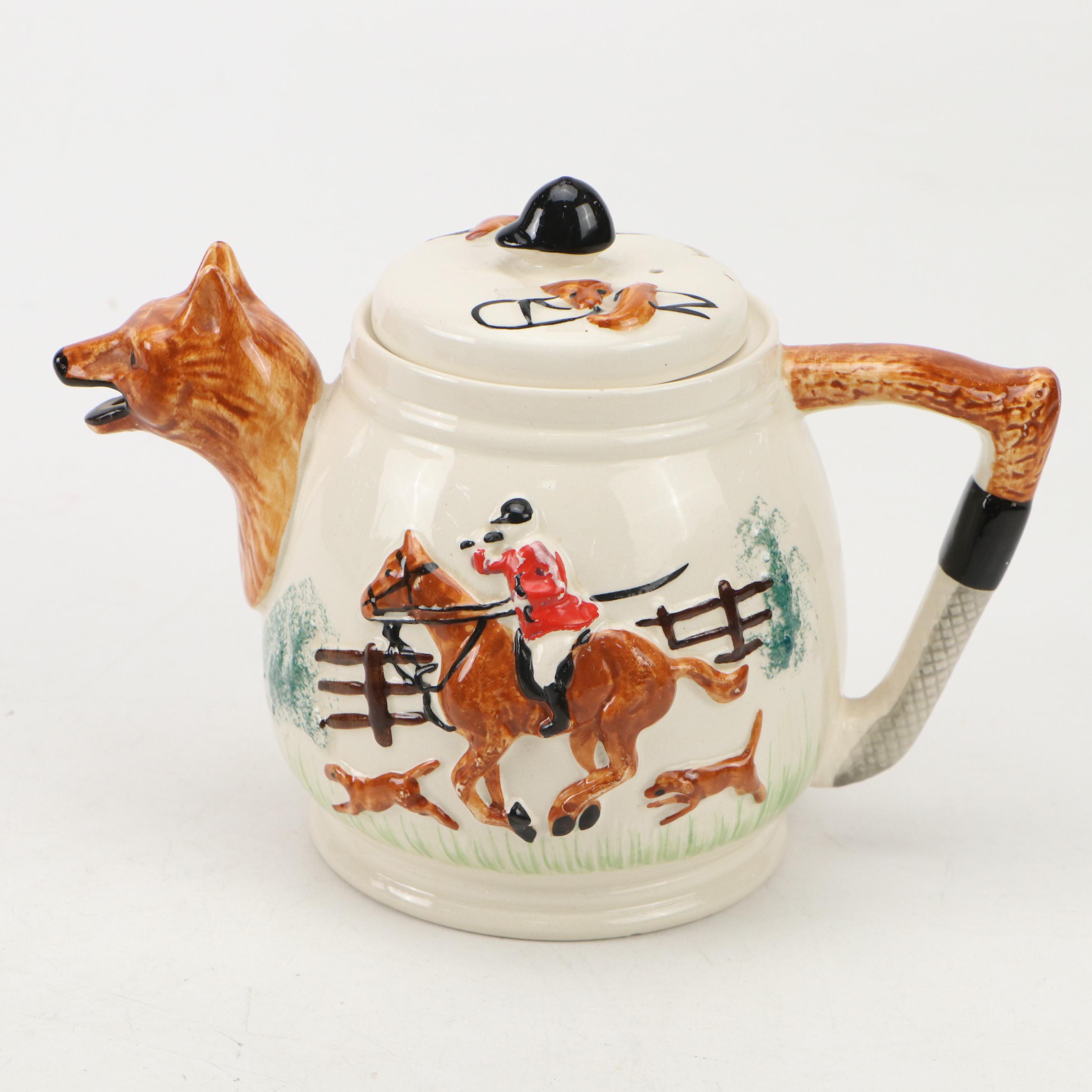 Arthur Wood with Other Hunt Scene Tankards and Teapot, Early to Mid-20th Century
