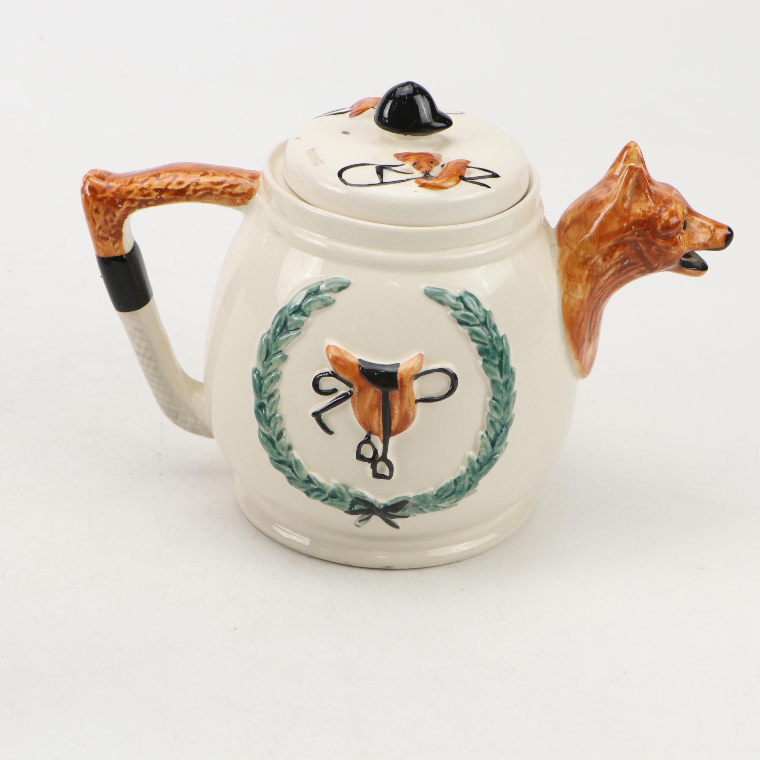 Arthur Wood with Other Hunt Scene Tankards and Teapot, Early to Mid-20th Century