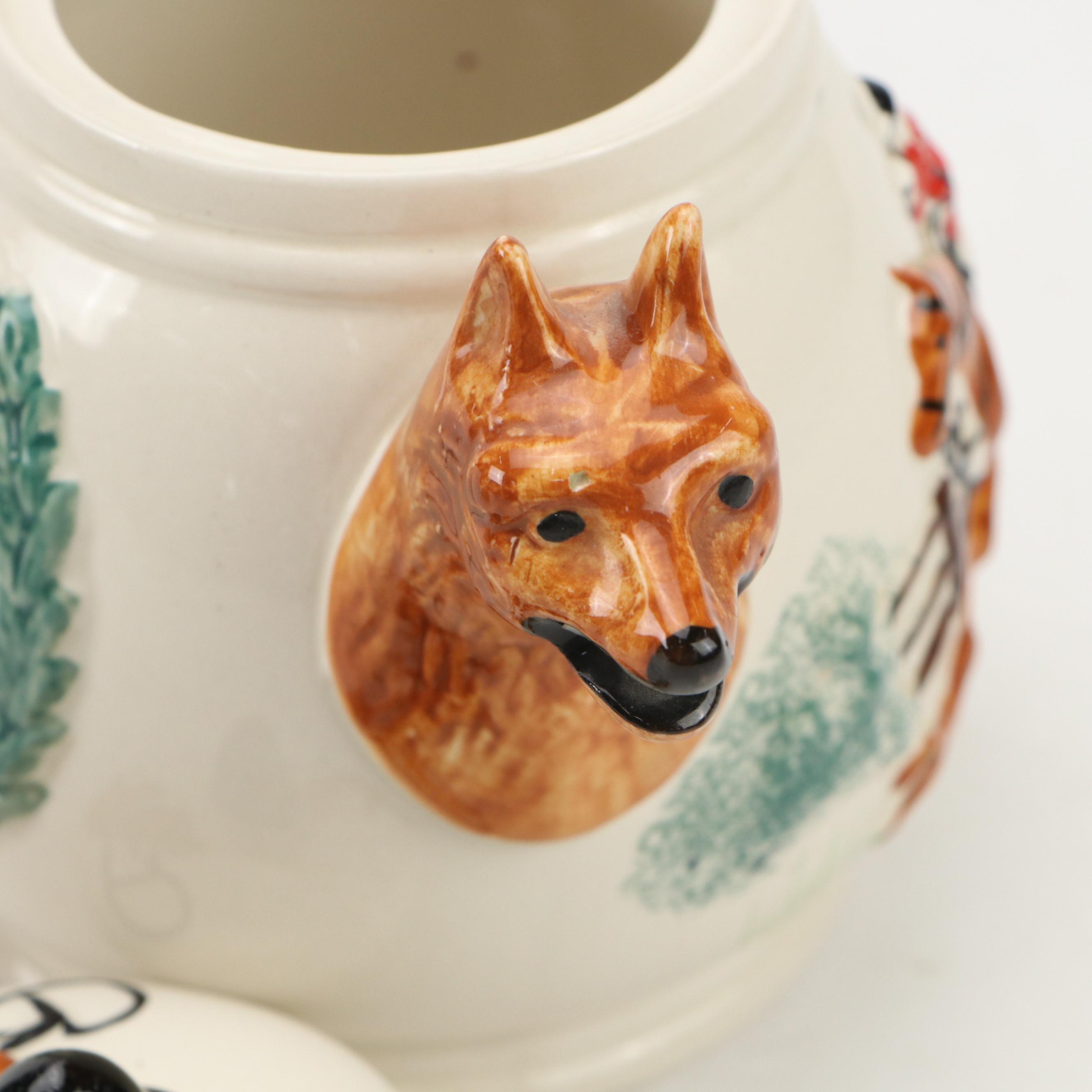 Arthur Wood with Other Hunt Scene Tankards and Teapot, Early to Mid-20th Century