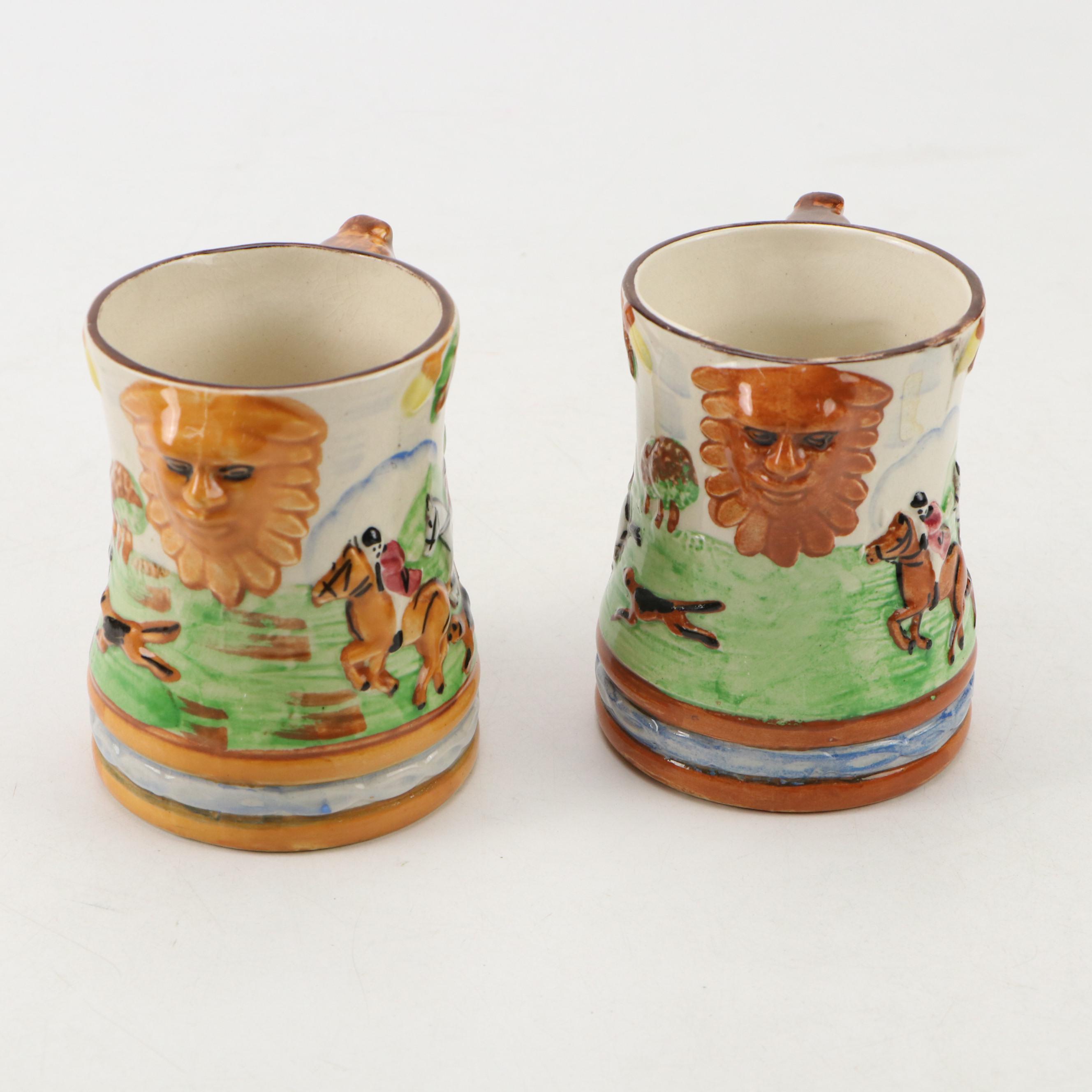 Arthur Wood with Other Hunt Scene Tankards and Teapot, Early to Mid-20th Century