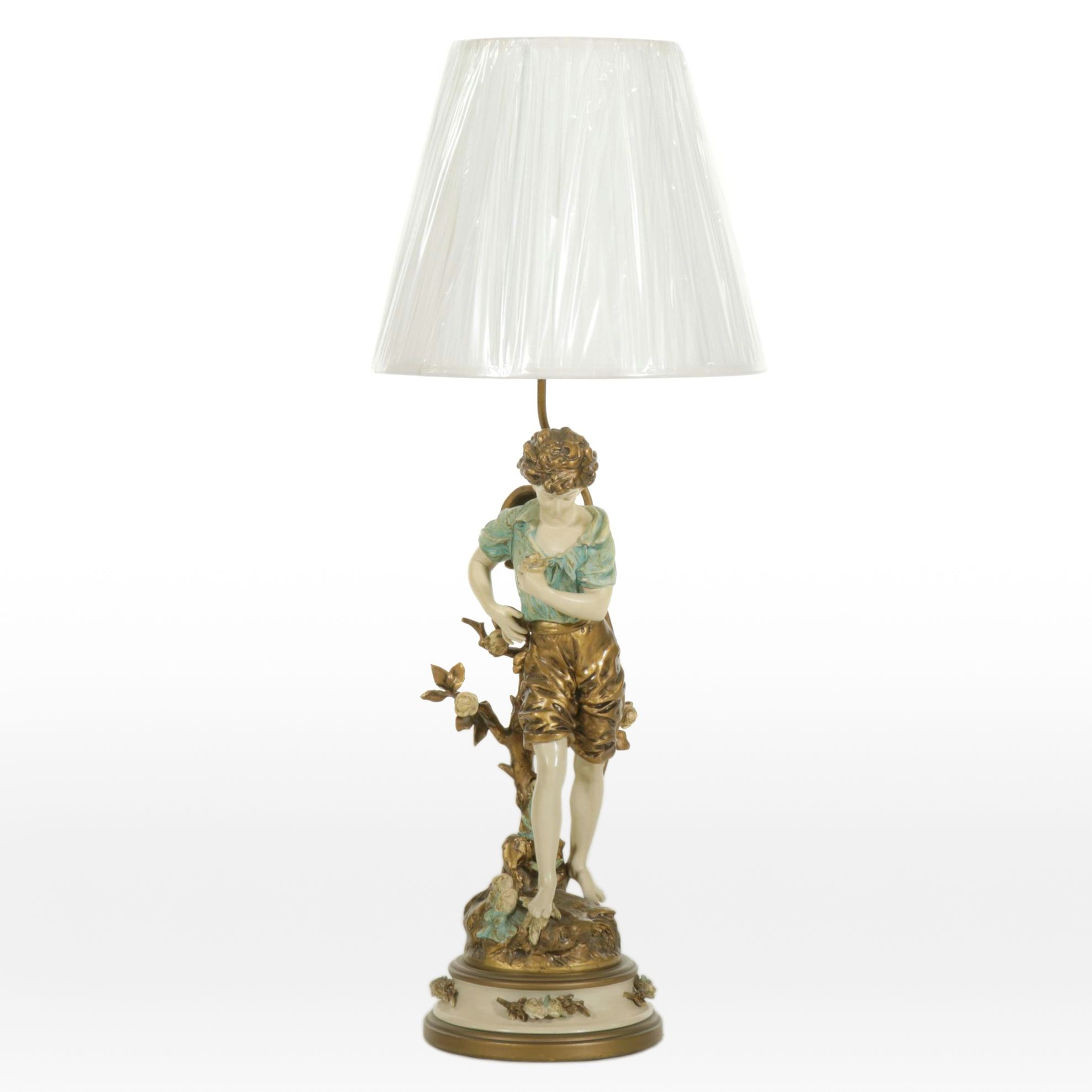 Collection Francaise Metal Figural Lamp After L&F Moreau, Mid-20th C