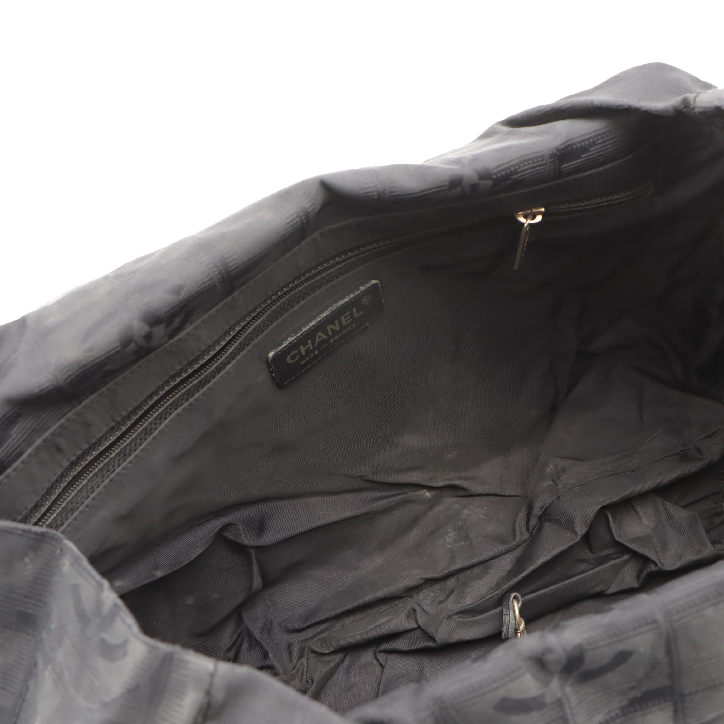 Chanel Black Nylon Jacquard and Leather Travel Line Tote