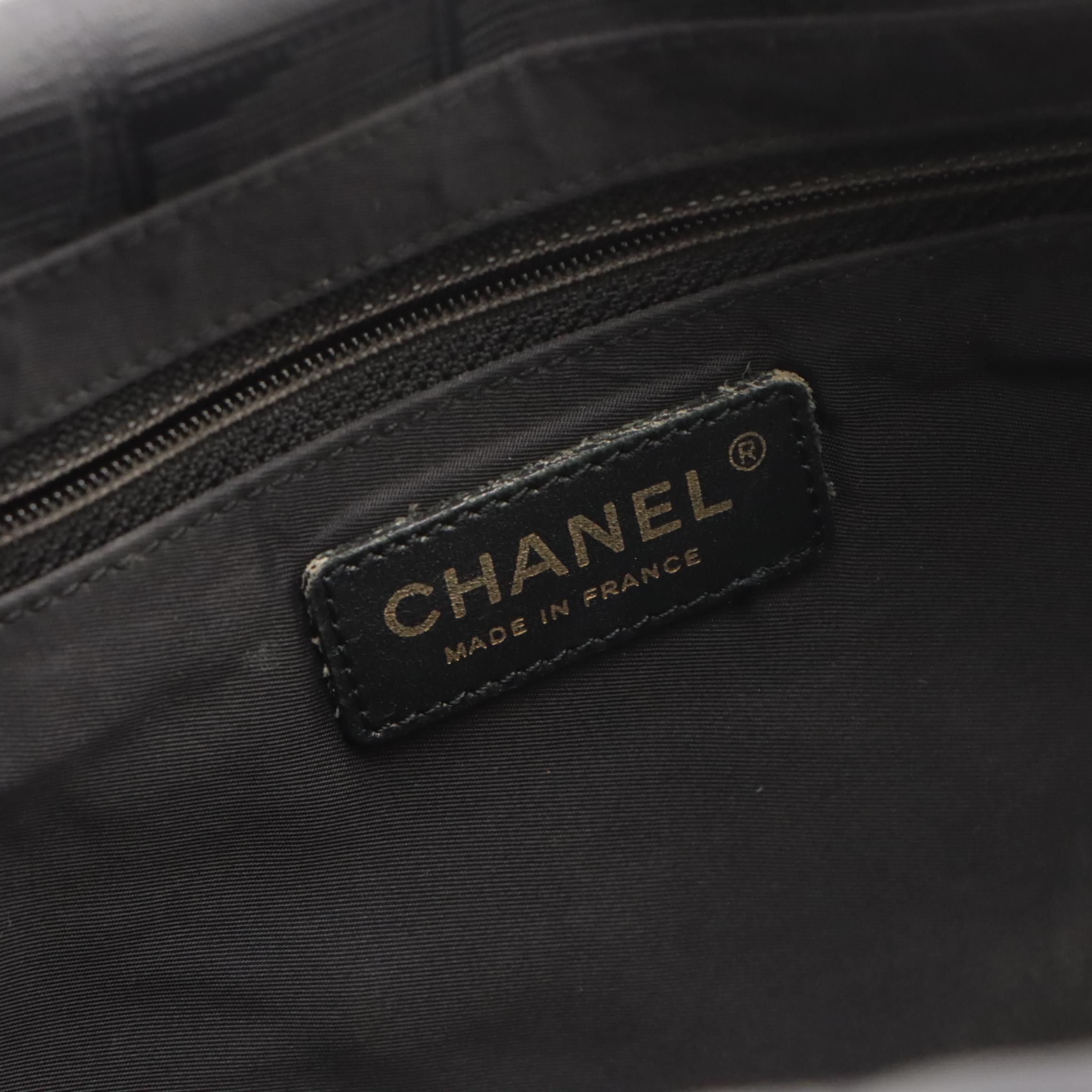 Chanel Black Nylon Jacquard and Leather Travel Line Tote