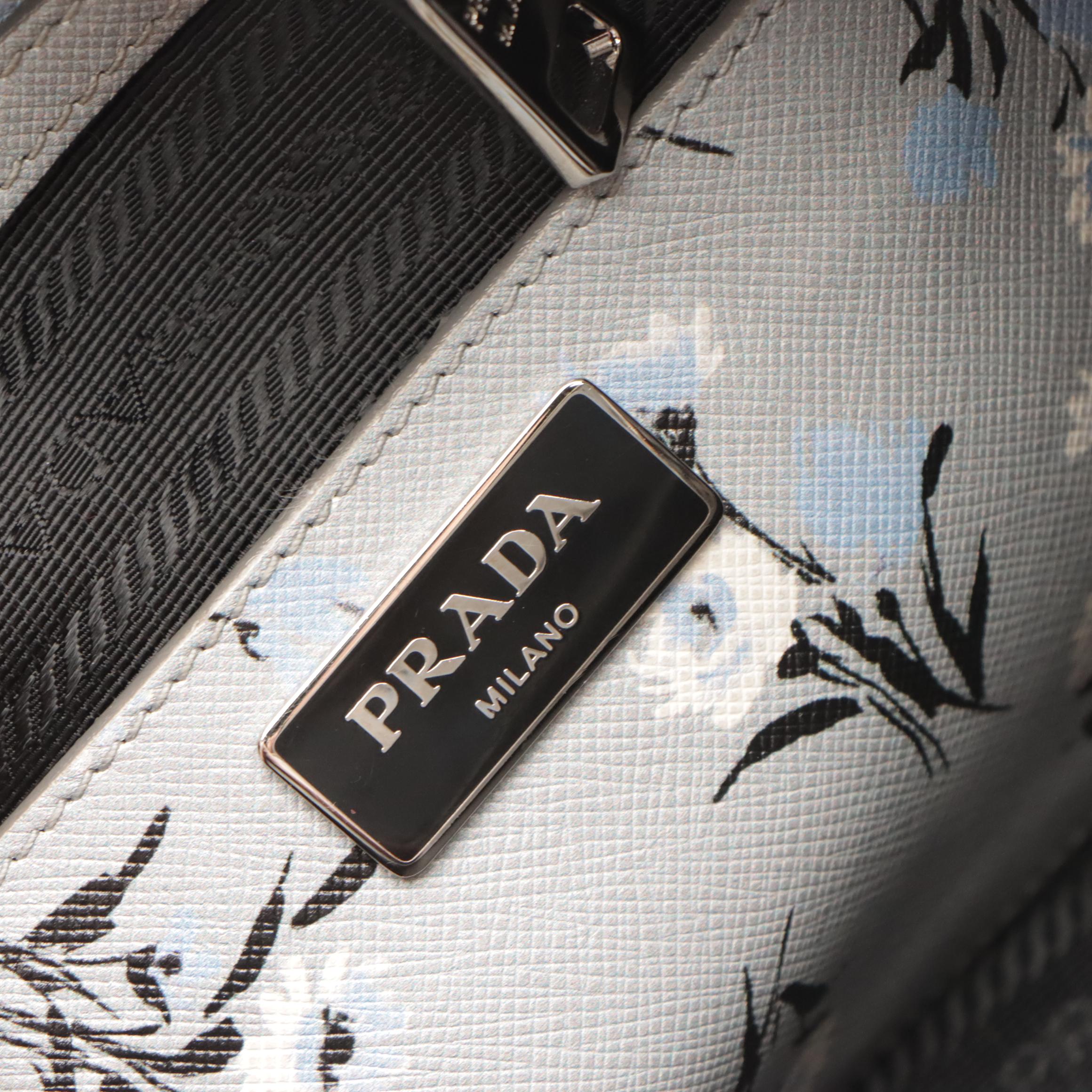 Prada Floral Print Saffiano Leather Galleria Two-Way Bag