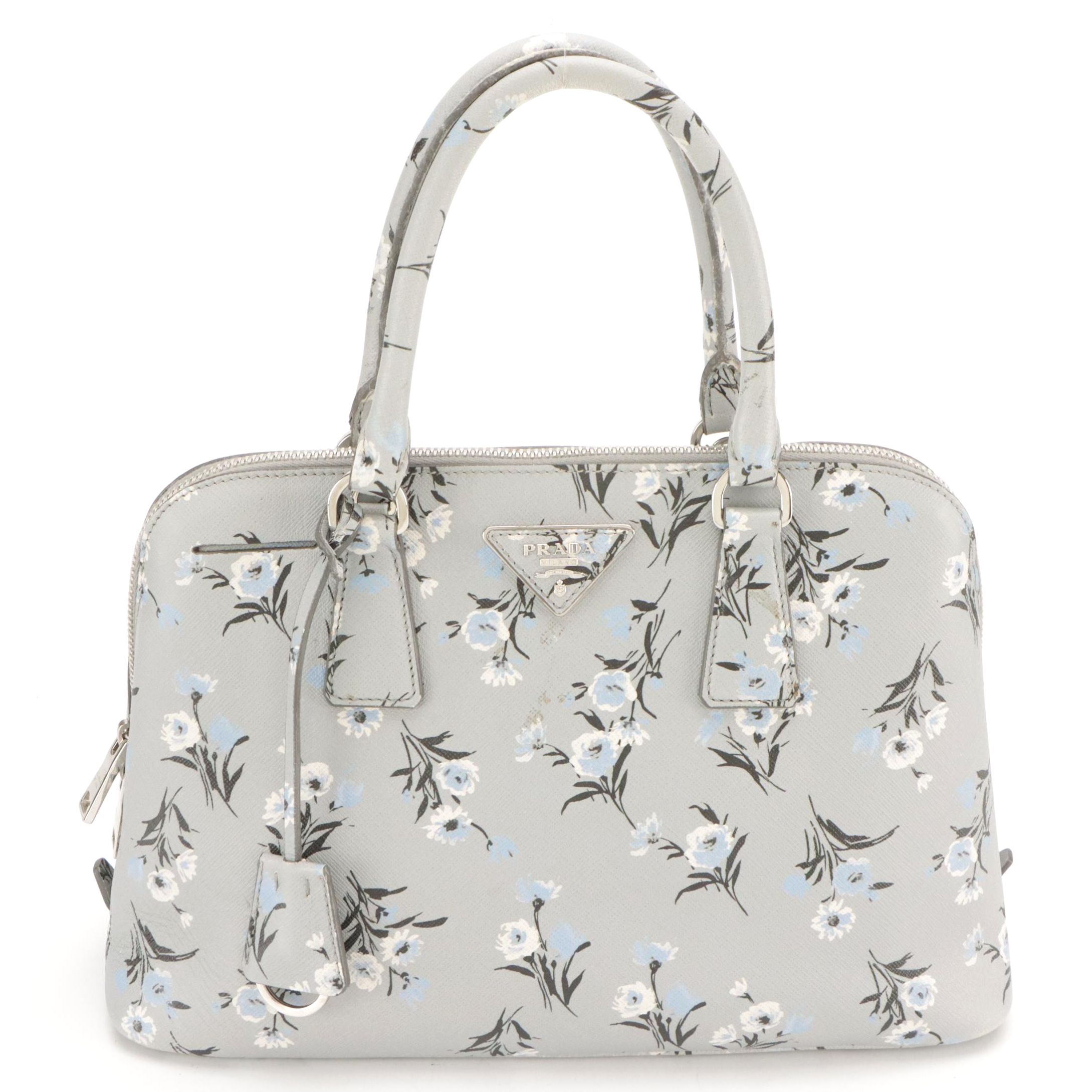Prada Floral Print Saffiano Leather Galleria Two-Way Bag