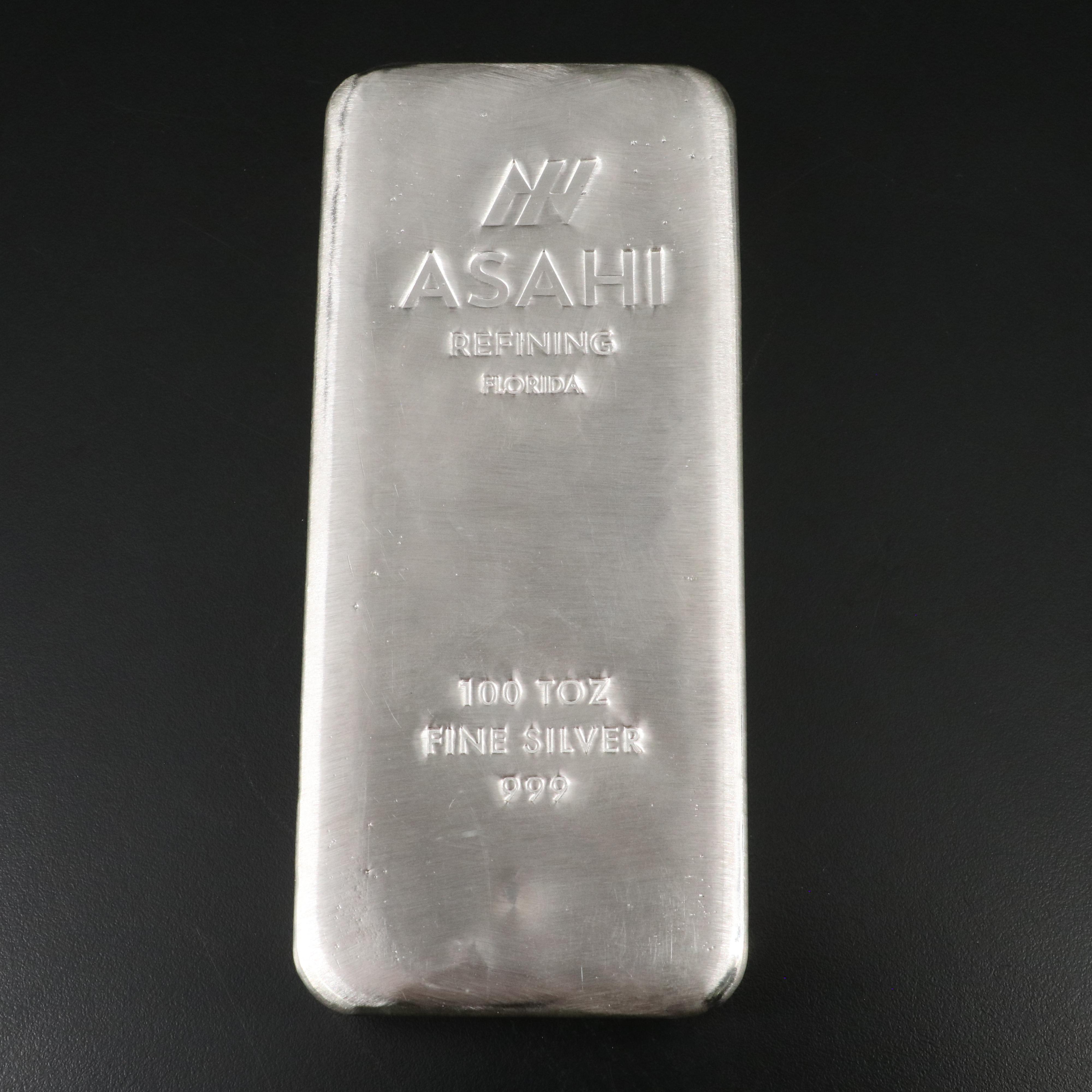 ASAHI Refining One Hundred Troy Ounce .999 Fine Silver Bar