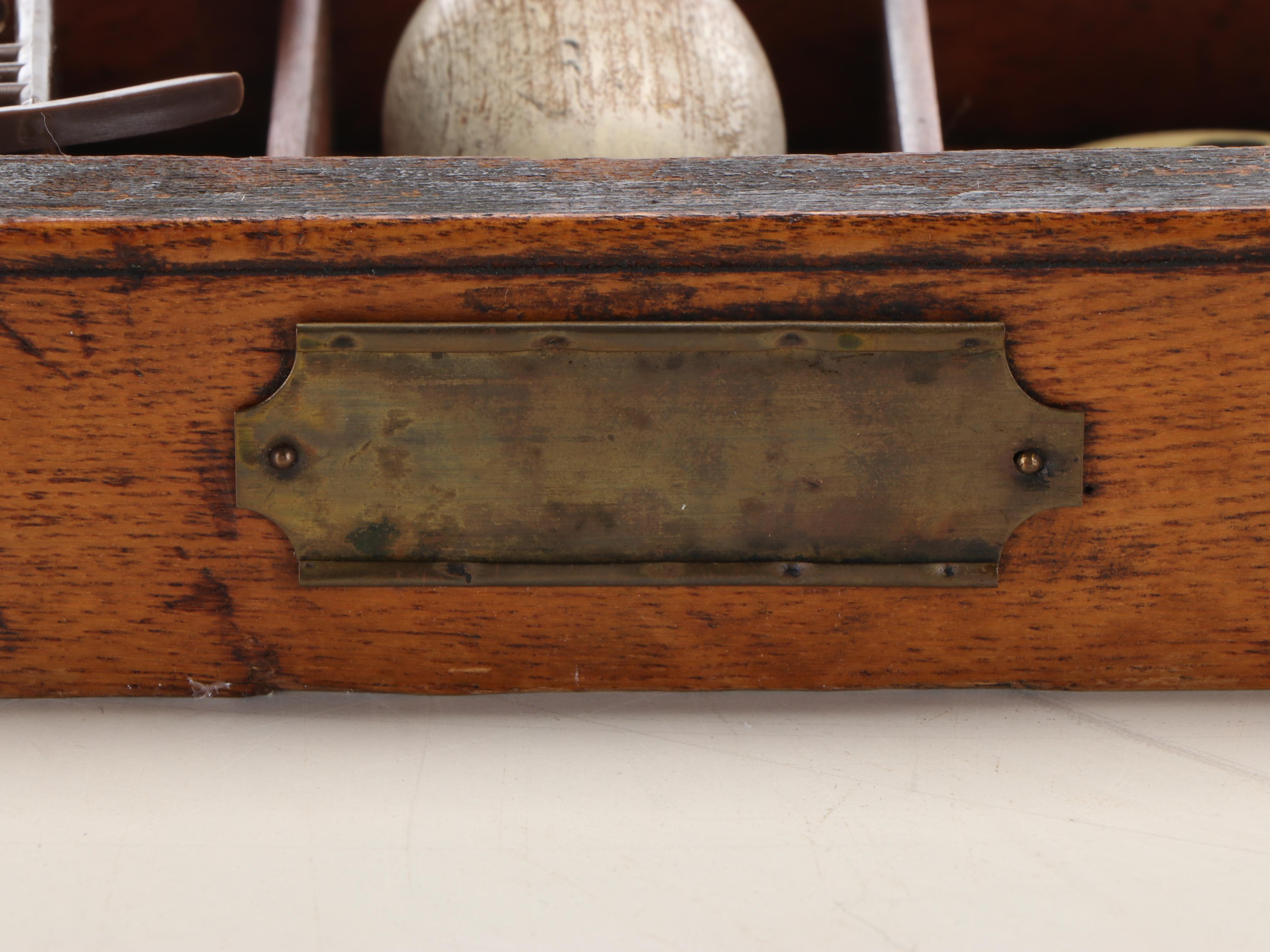 Hamilton Mfg. Co. Oak Typesetting Tray with Figurines and Other Decor