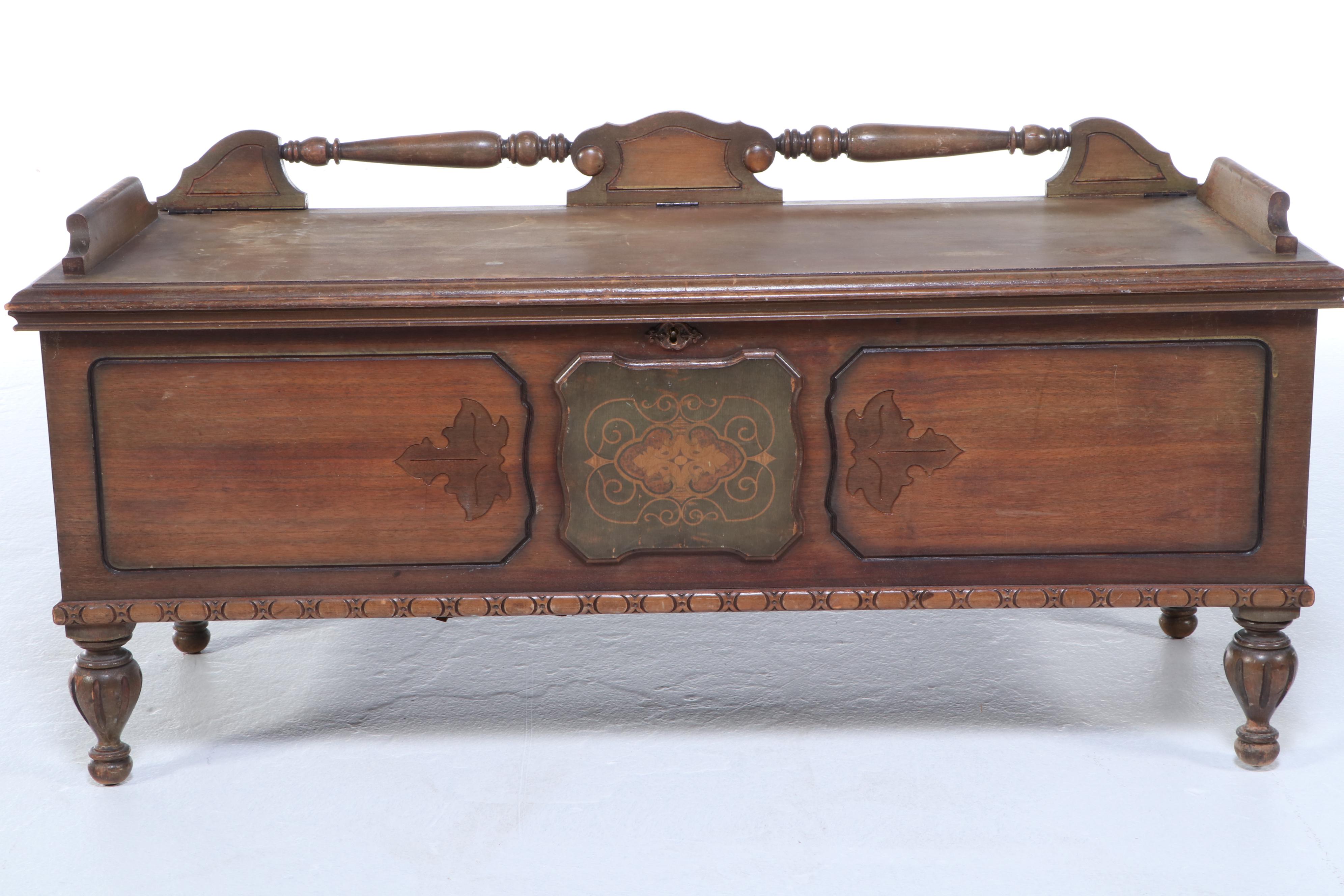 Lane Jacobean Revival Walnut and Cedar Blanket Chest, Circa 1930