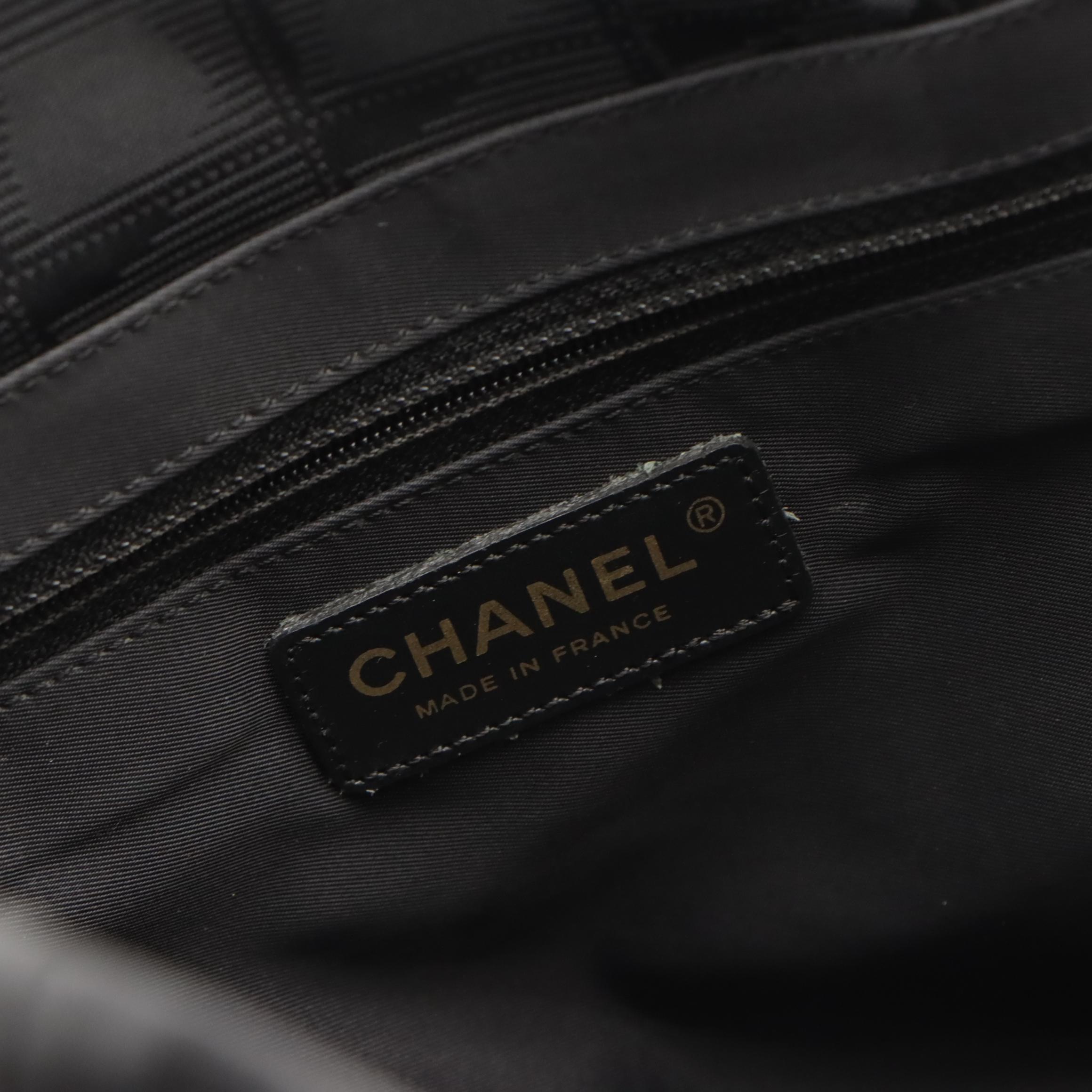 Chanel Black Nylon Jacquard and Leather Travel Line Tote