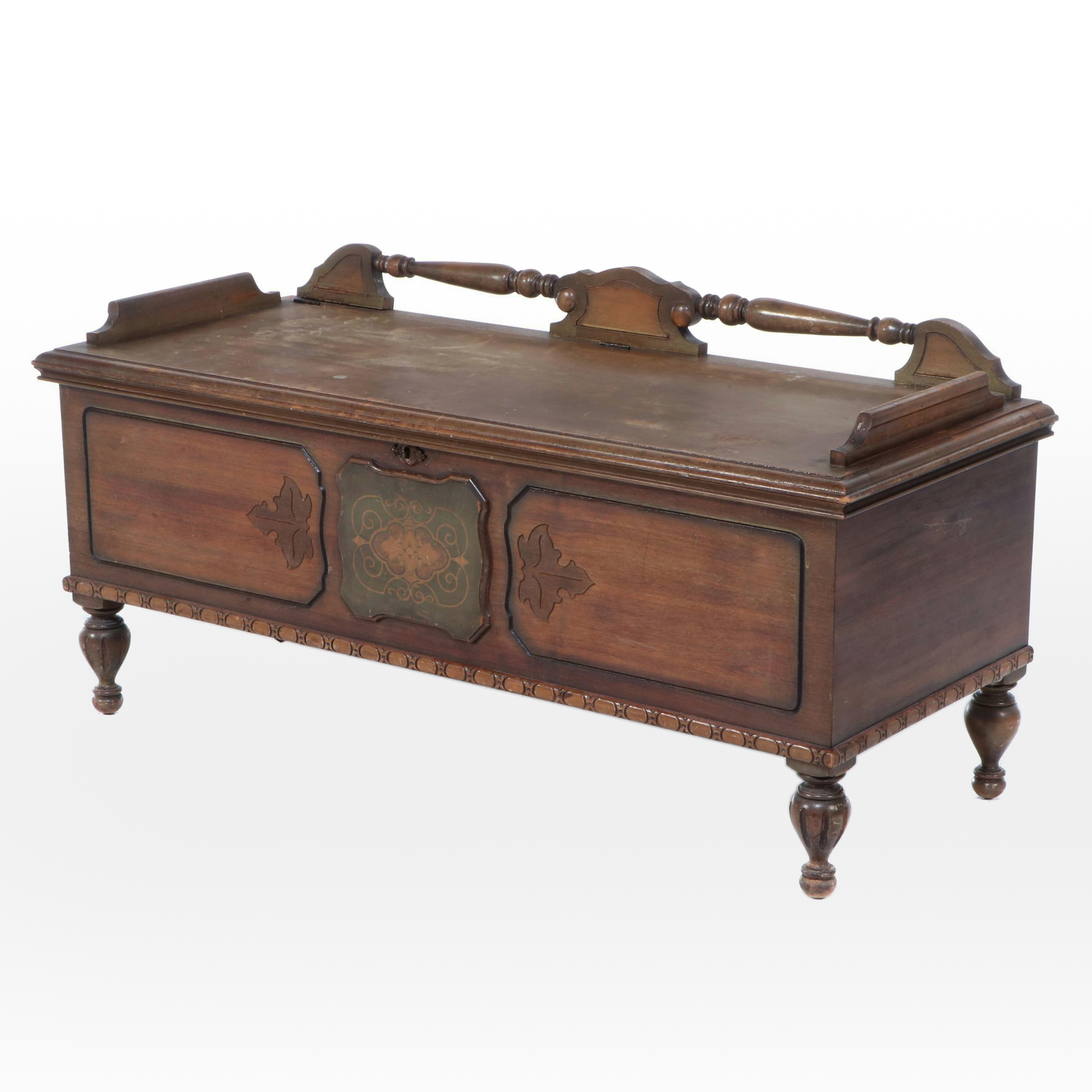 Lane Jacobean Revival Walnut and Cedar Blanket Chest, Circa 1930
