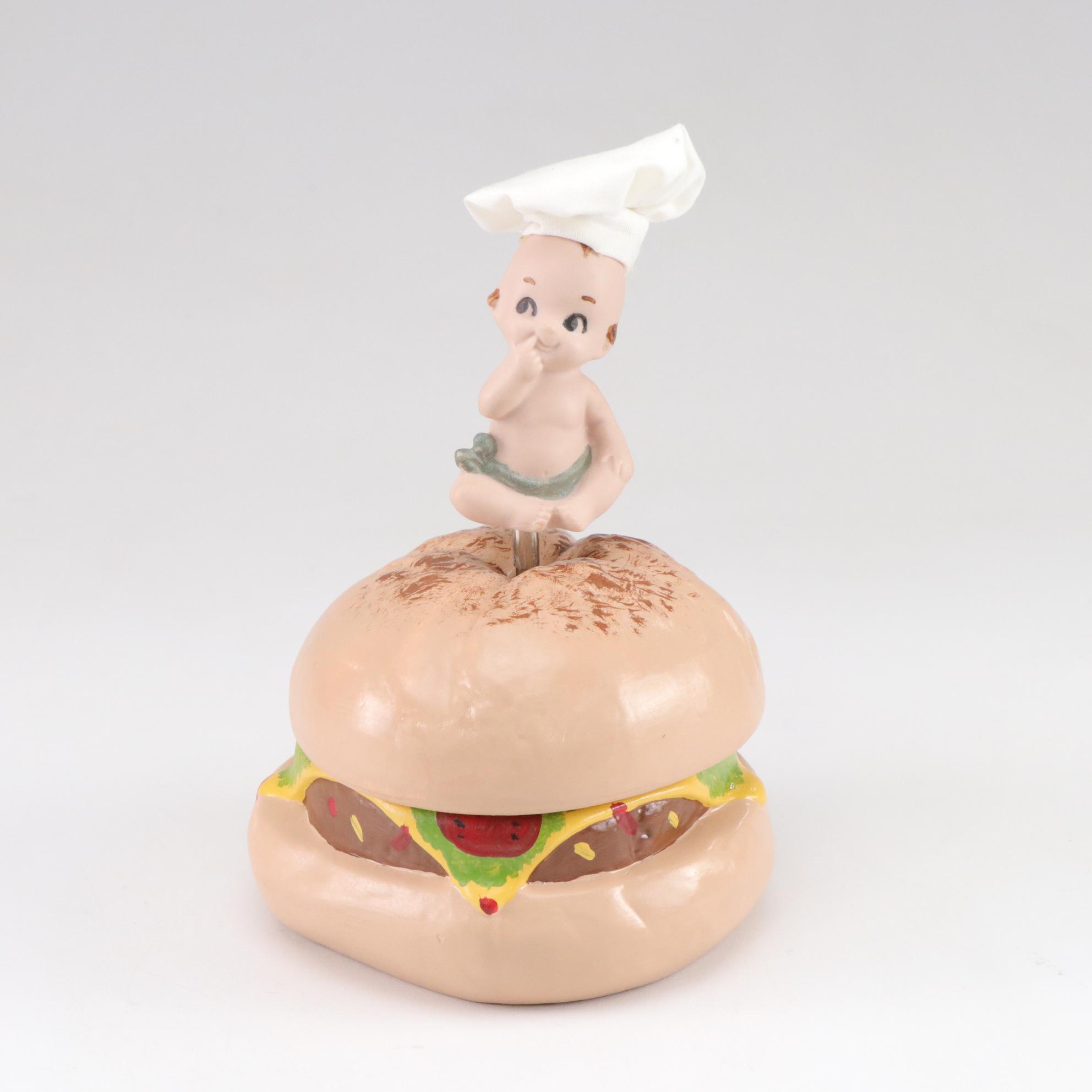 Limited Edition Kewpie Hamburger Music Box with Porcelain Kewpie Dolls, 1990s