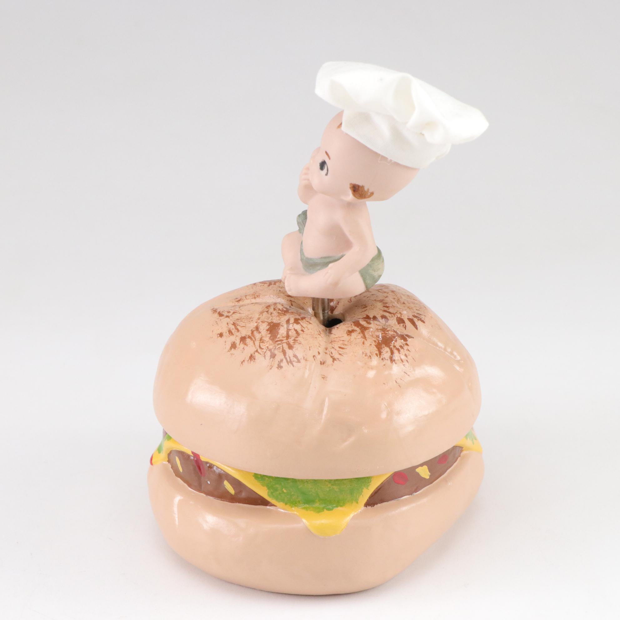 Limited Edition Kewpie Hamburger Music Box with Porcelain Kewpie Dolls, 1990s