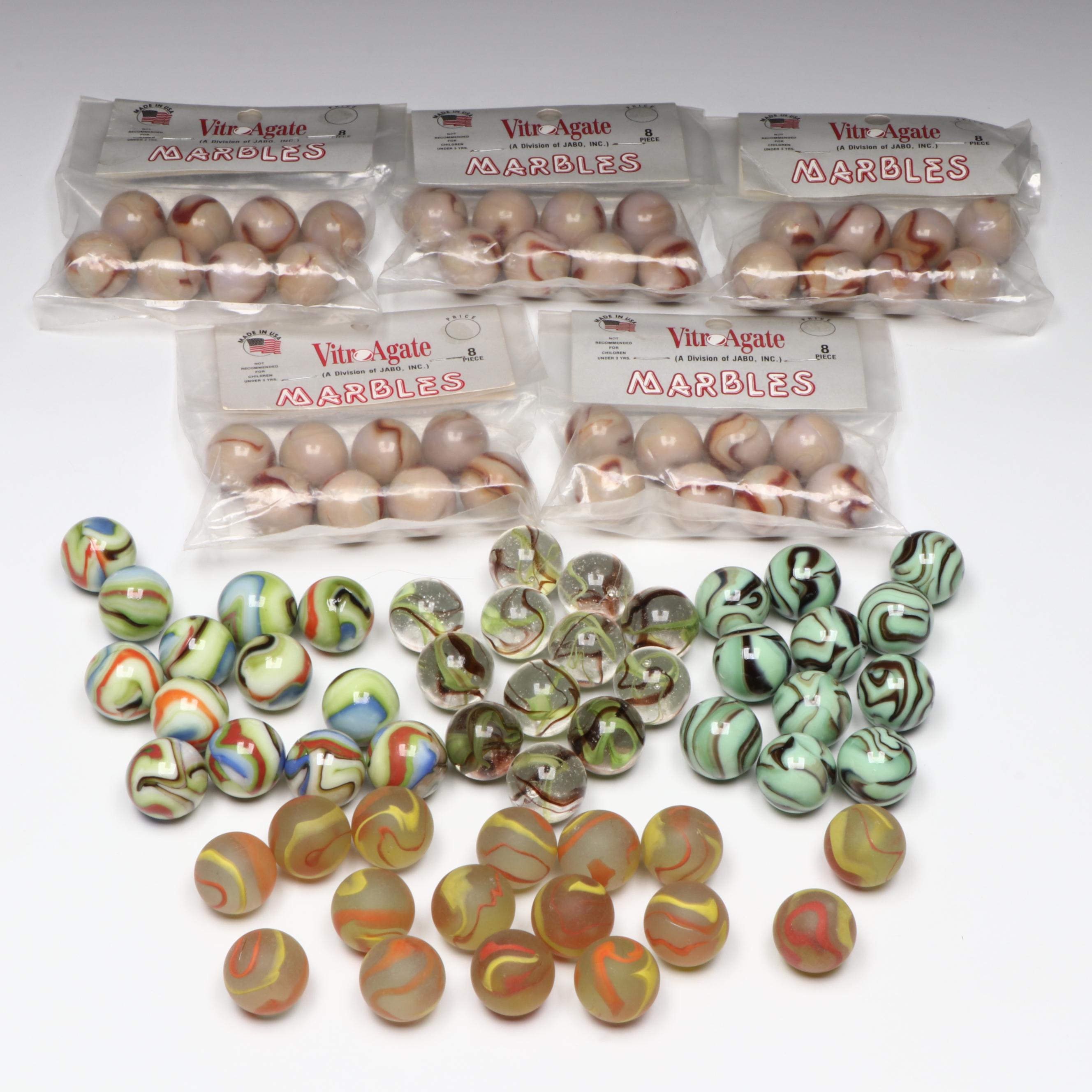 Vitro Agate and Vacor Hurricane, Trolls, Gecko and More Shooter Glass Marbles