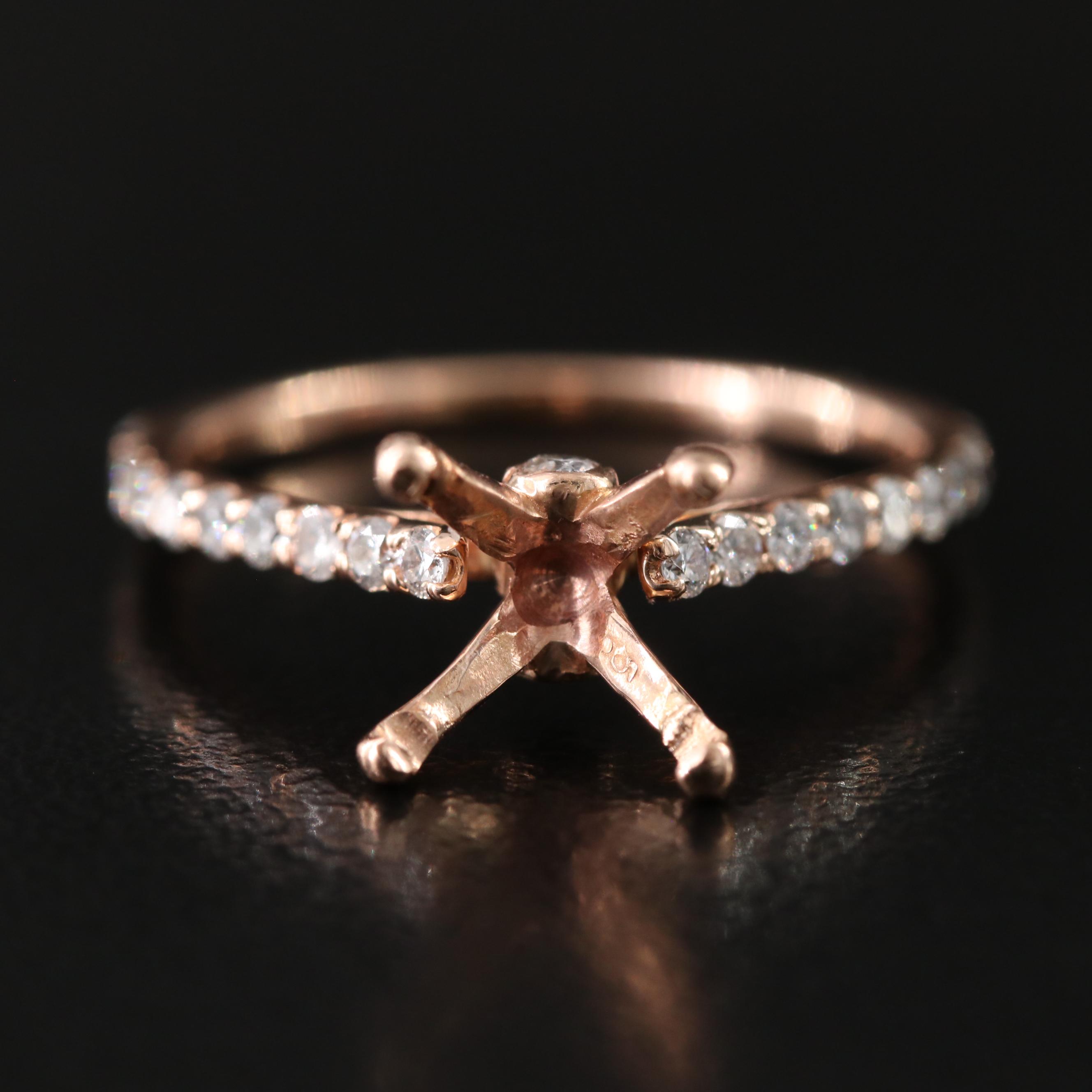 14K Rose Gold 0.37 CTW Diamond Semi Mount Ring