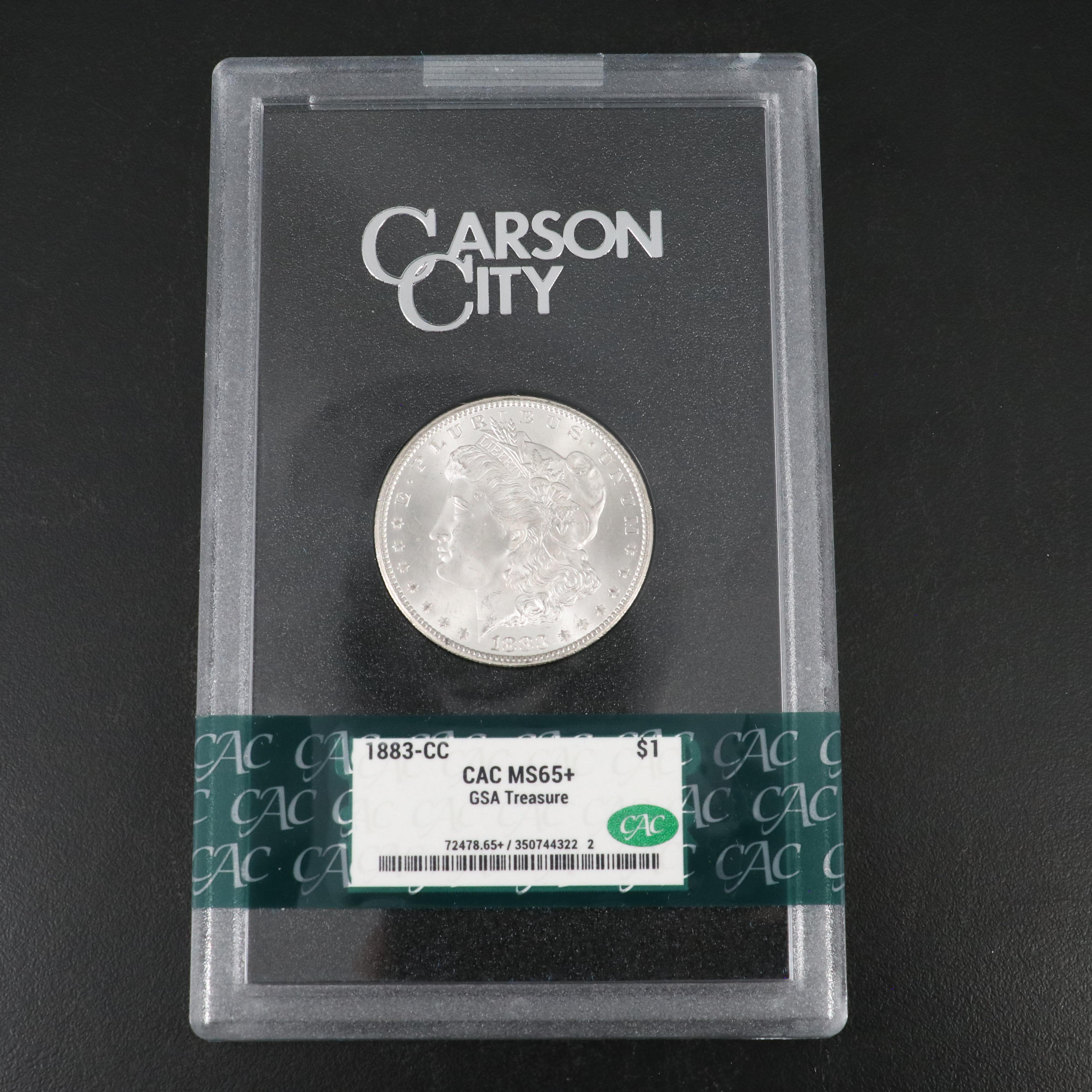 CAC Graded MS65+ GSA 1883 Carson City Morgan Silver Dollar
