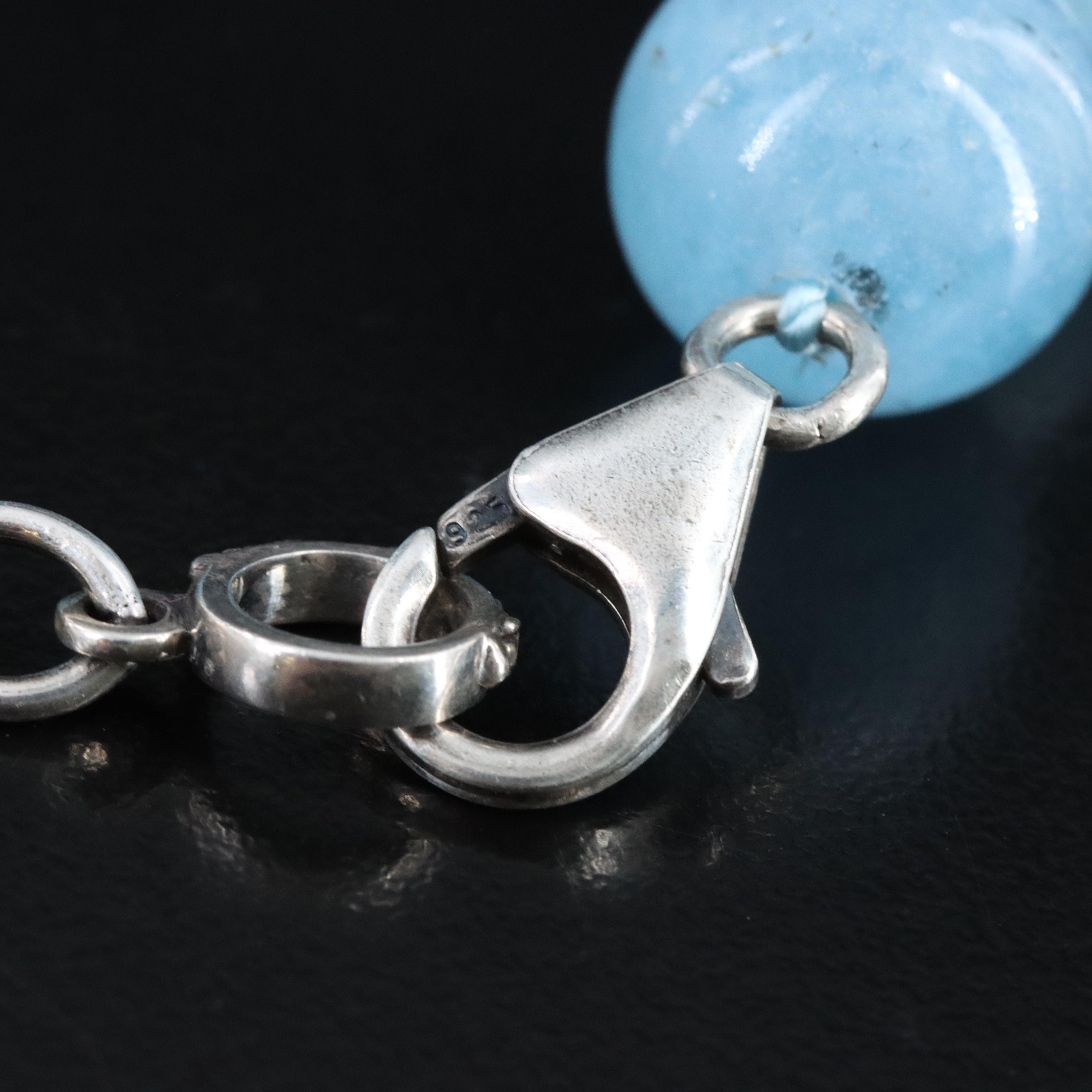 Sheryl Lowe Sterling Aquamarine and Diamond Necklace