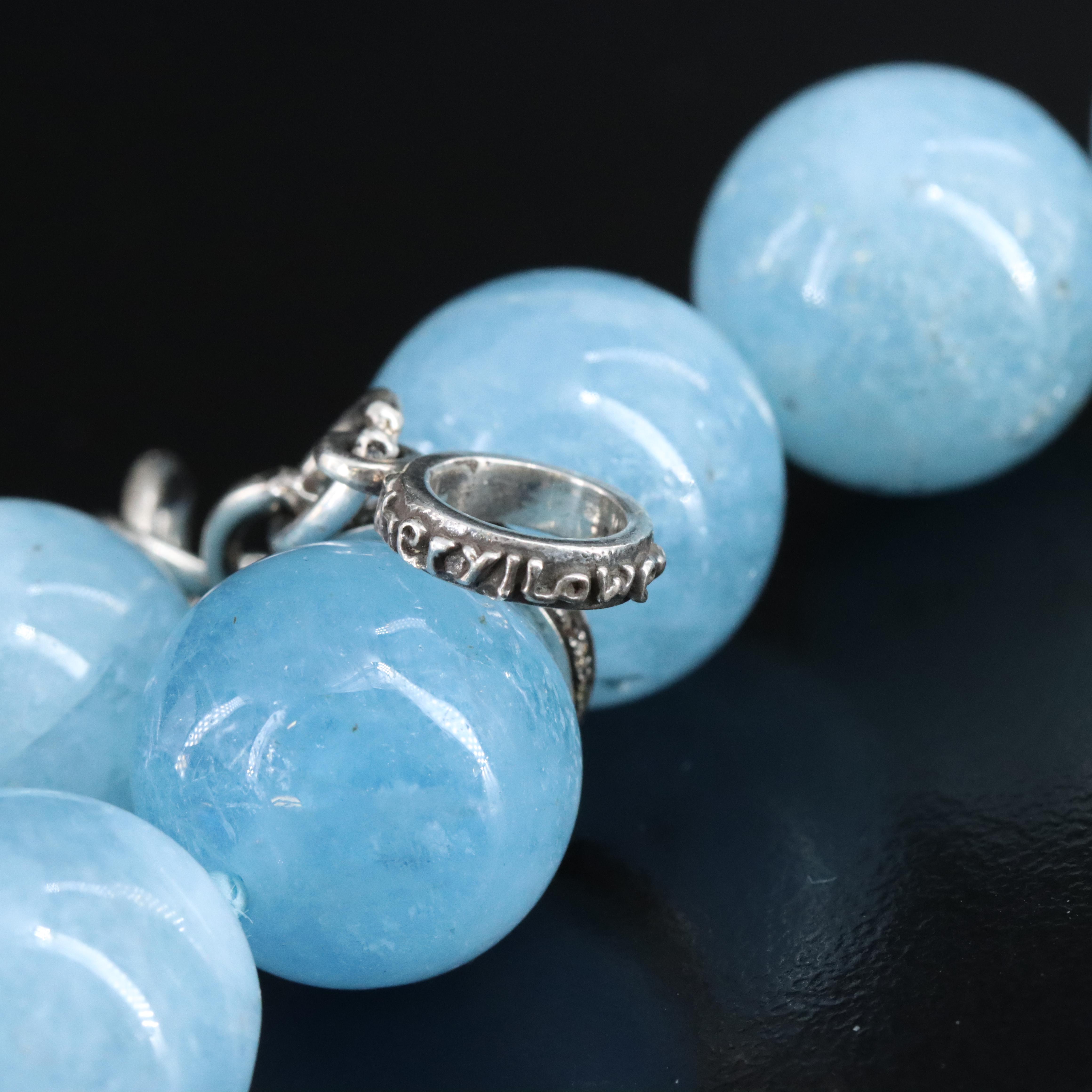 Sheryl Lowe Sterling Aquamarine and Diamond Necklace