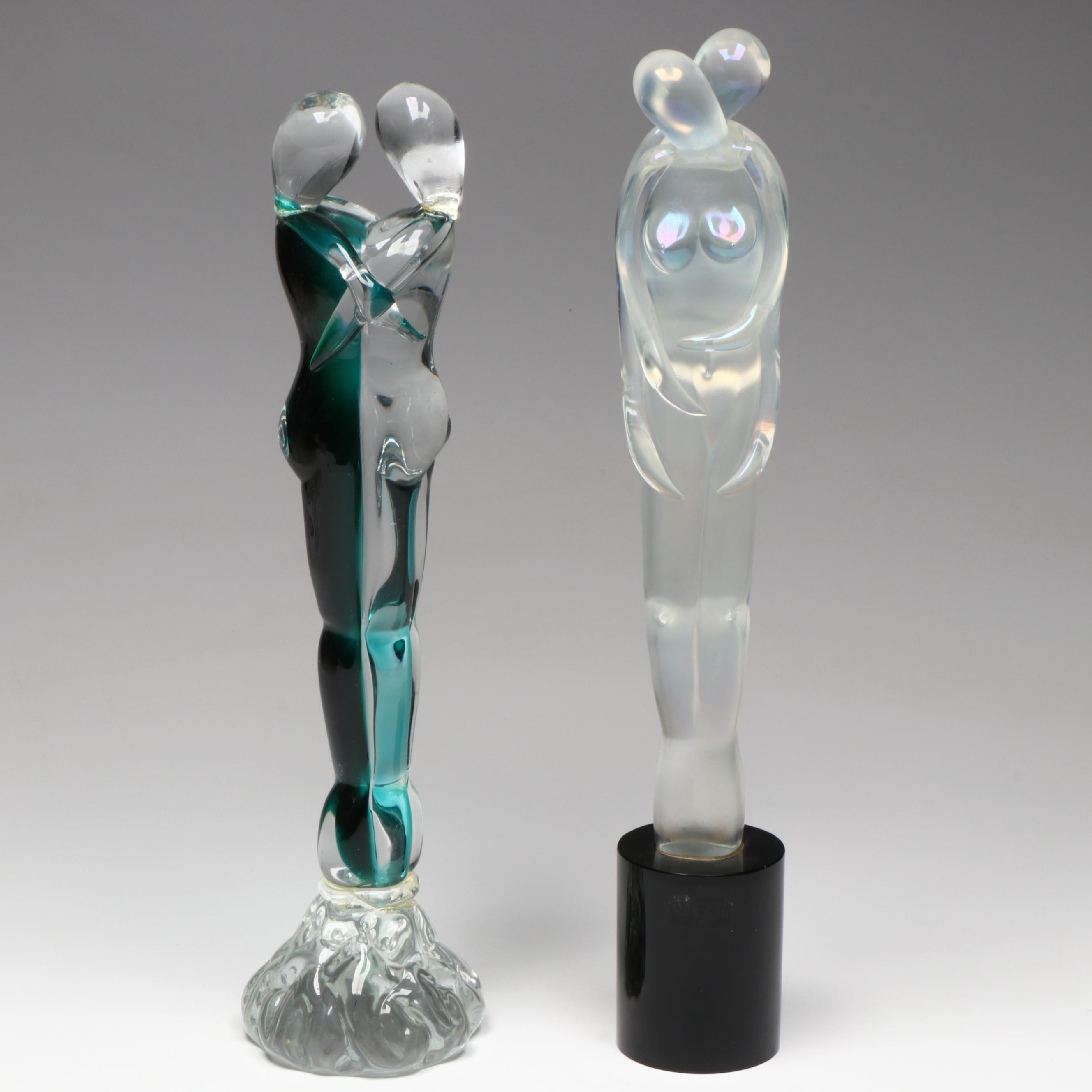 Mario Badioli Artist Signed Murano Art Glass Embracing Couples