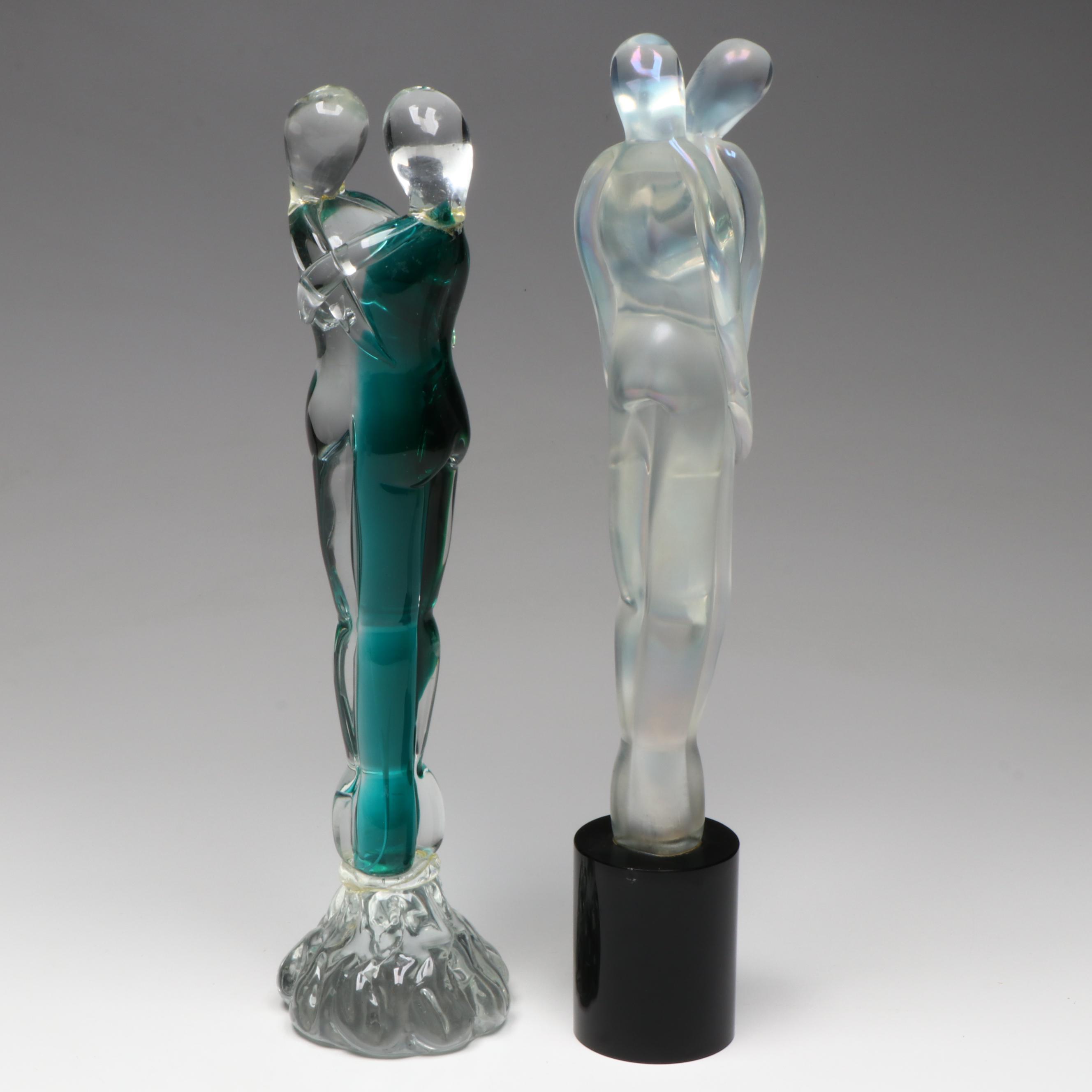 Mario Badioli Artist Signed Murano Art Glass Embracing Couples