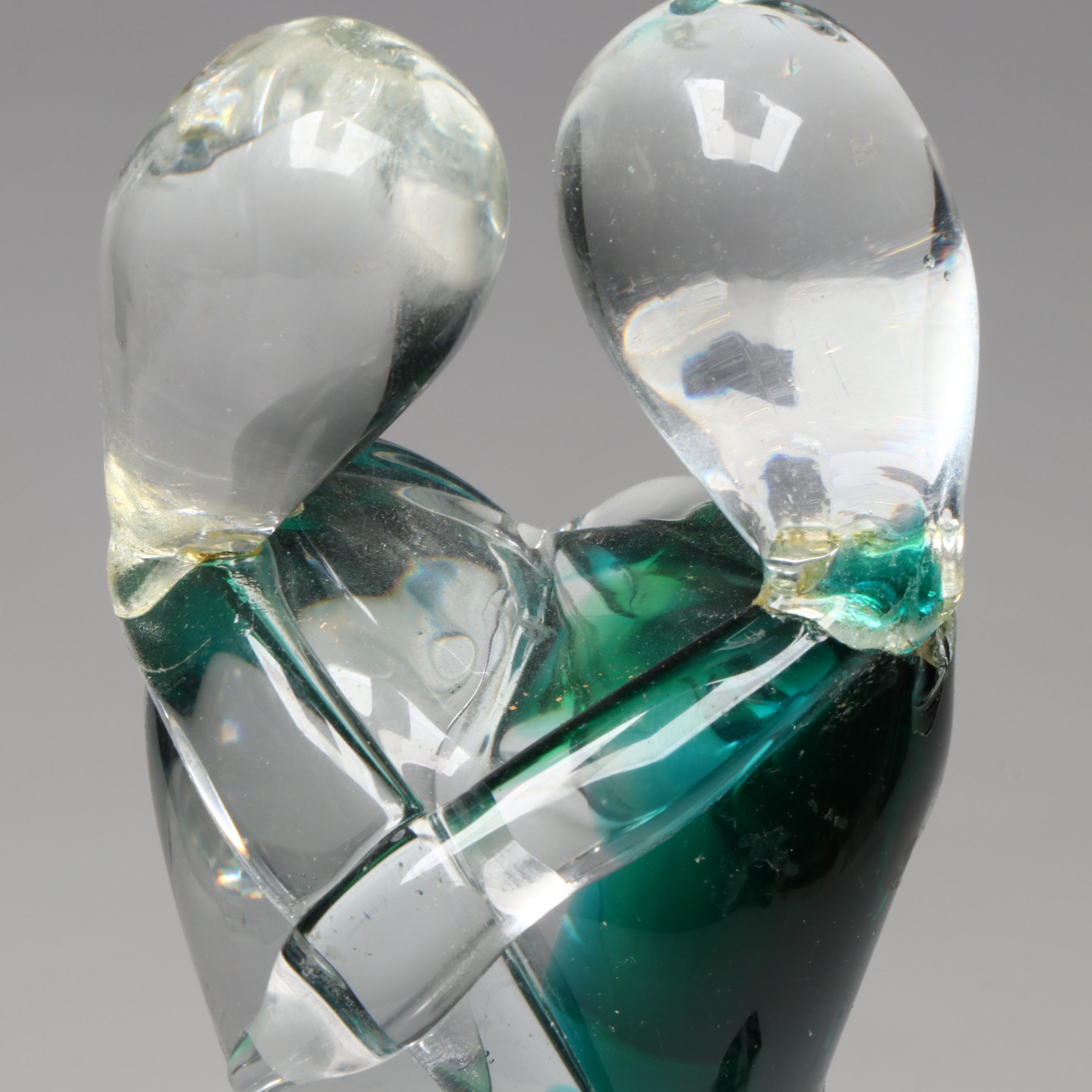 Mario Badioli Artist Signed Murano Art Glass Embracing Couples