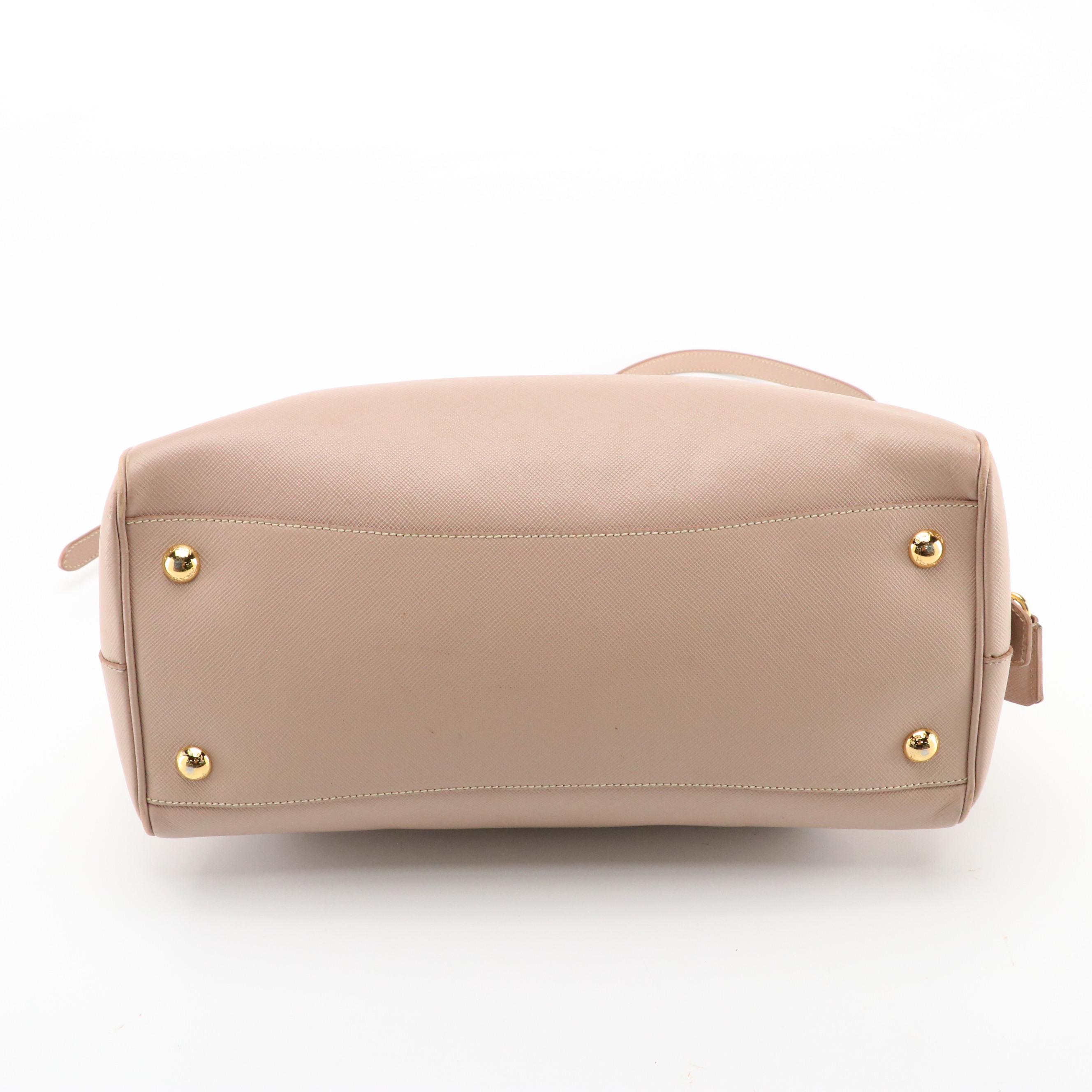Prada Boston Two-Way Bag in Blush Pink Lux Saffiano Leather