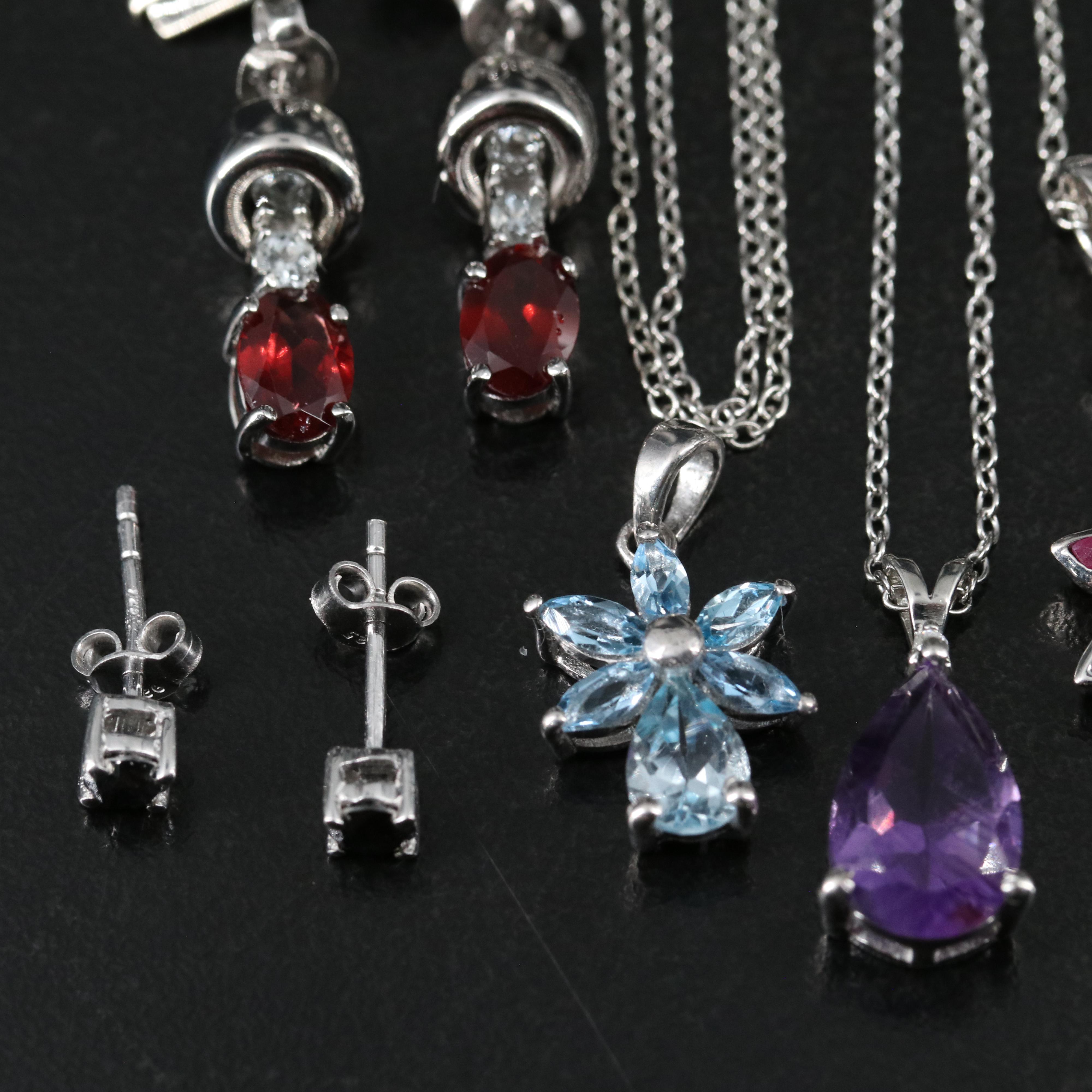 14 Assorted Sterling Silver Rings, Necklaces, Earrings, and Pendants