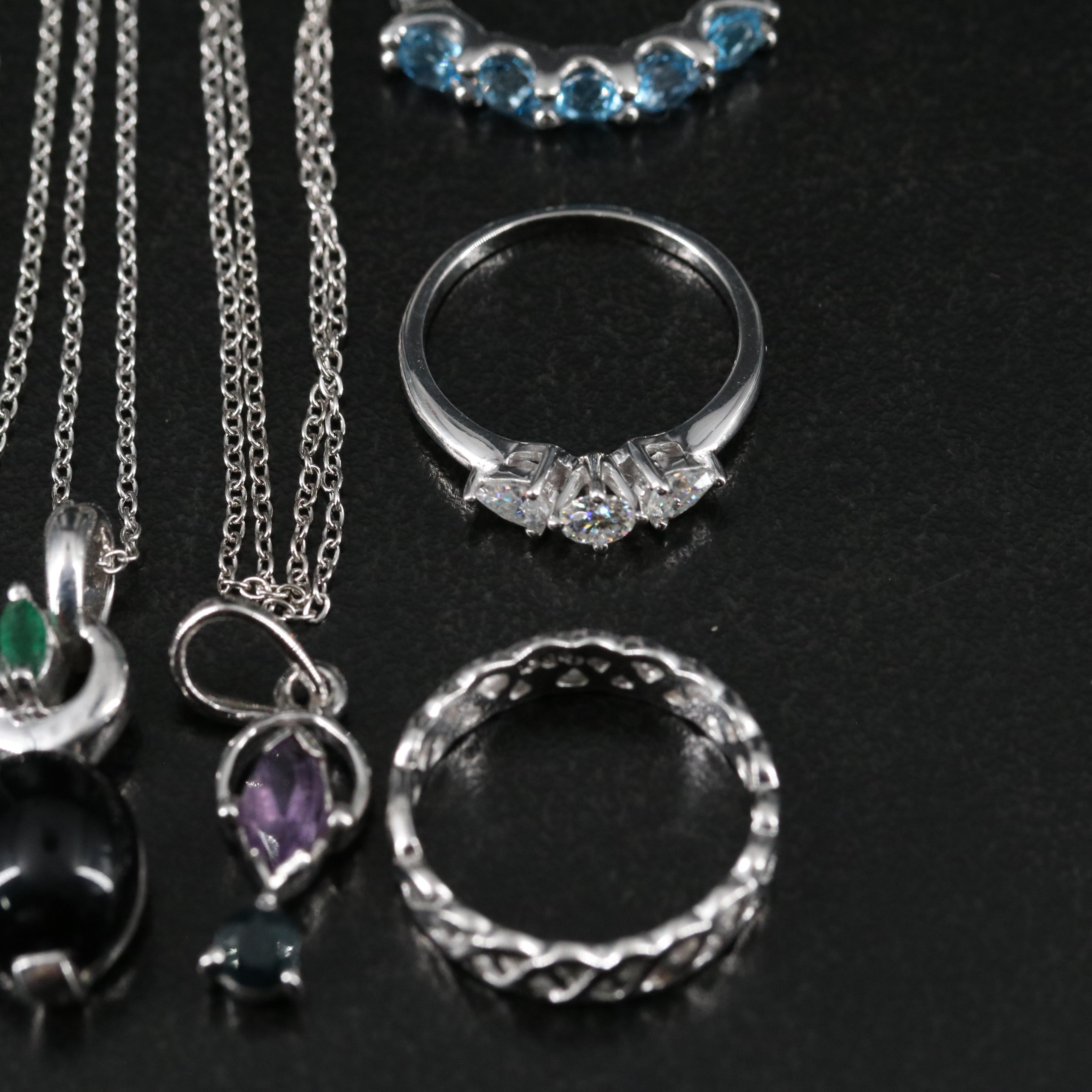 14 Assorted Sterling Silver Rings, Necklaces, Earrings, and Pendants