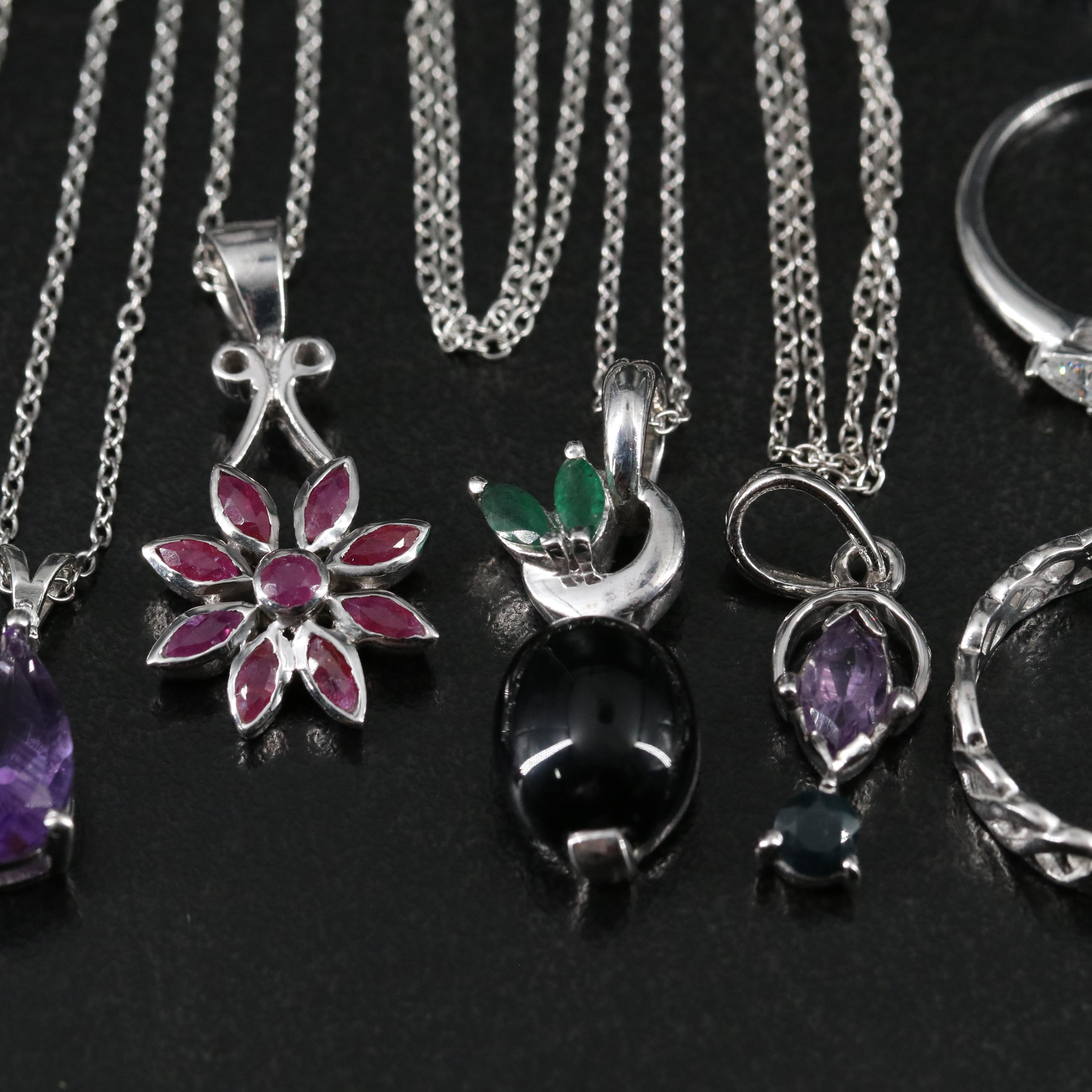 14 Assorted Sterling Silver Rings, Necklaces, Earrings, and Pendants