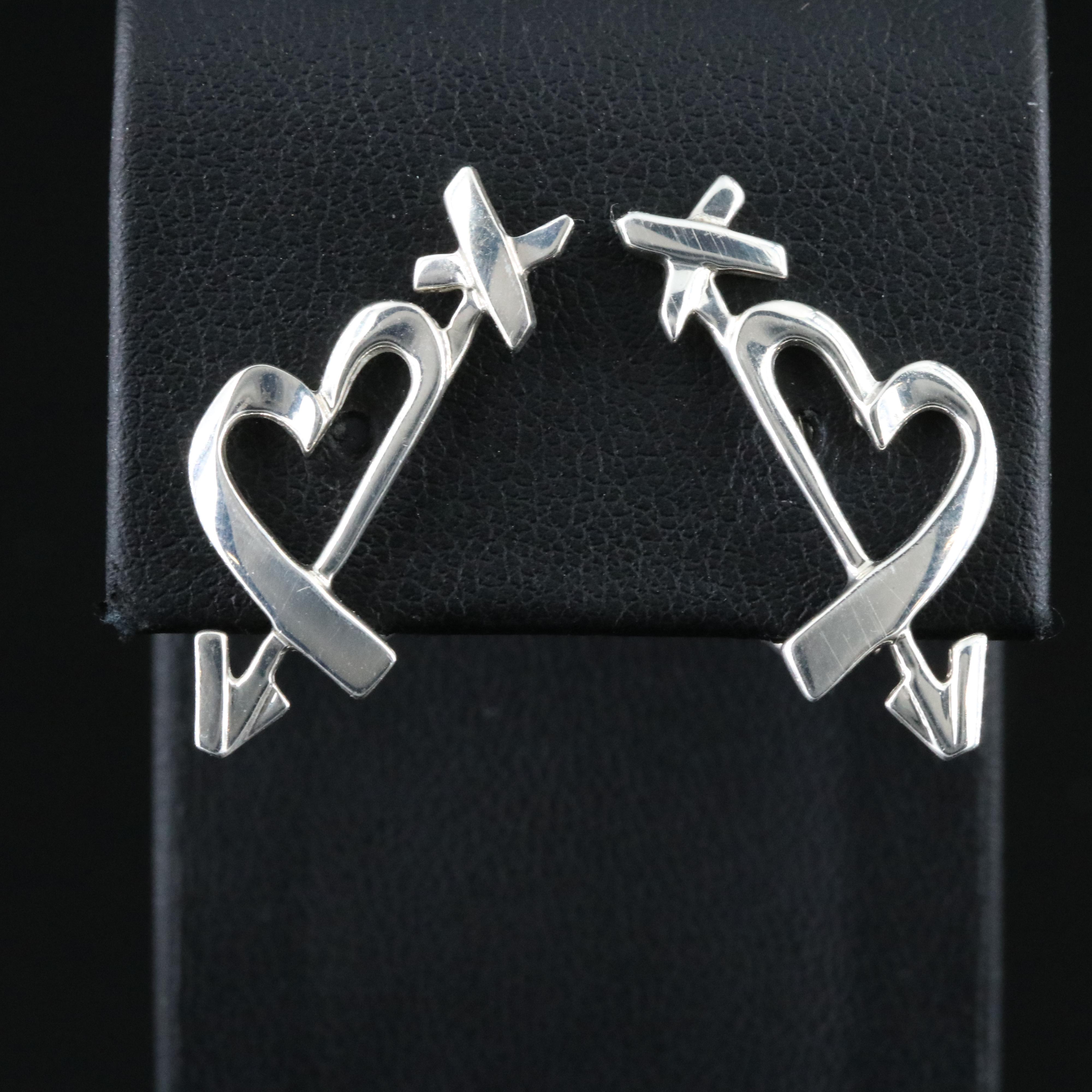 Paloma Picasso for Tiffany & Co. Sterling Graffiti Heart Clip Earrings