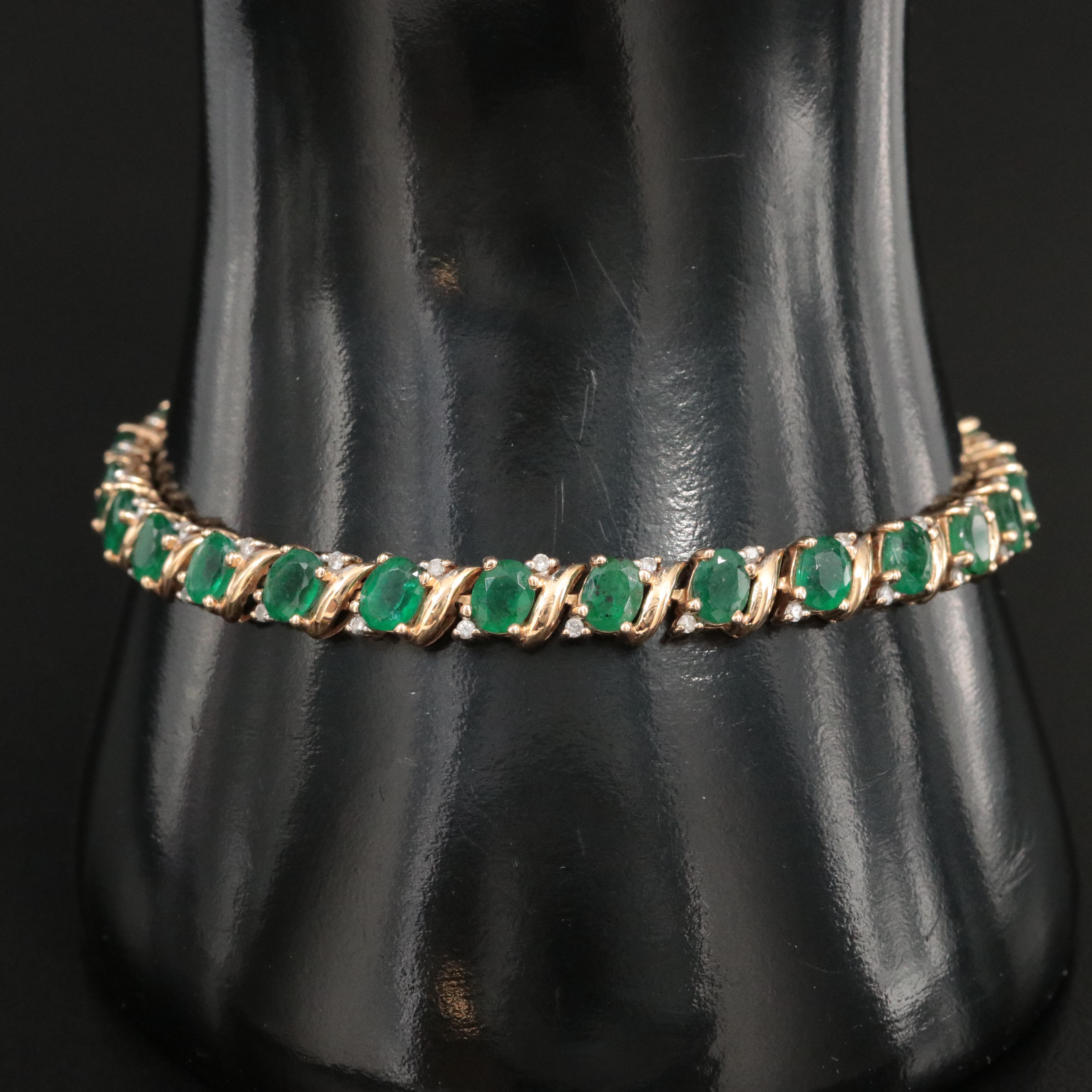 14K Emerald and Diamond Bracelet