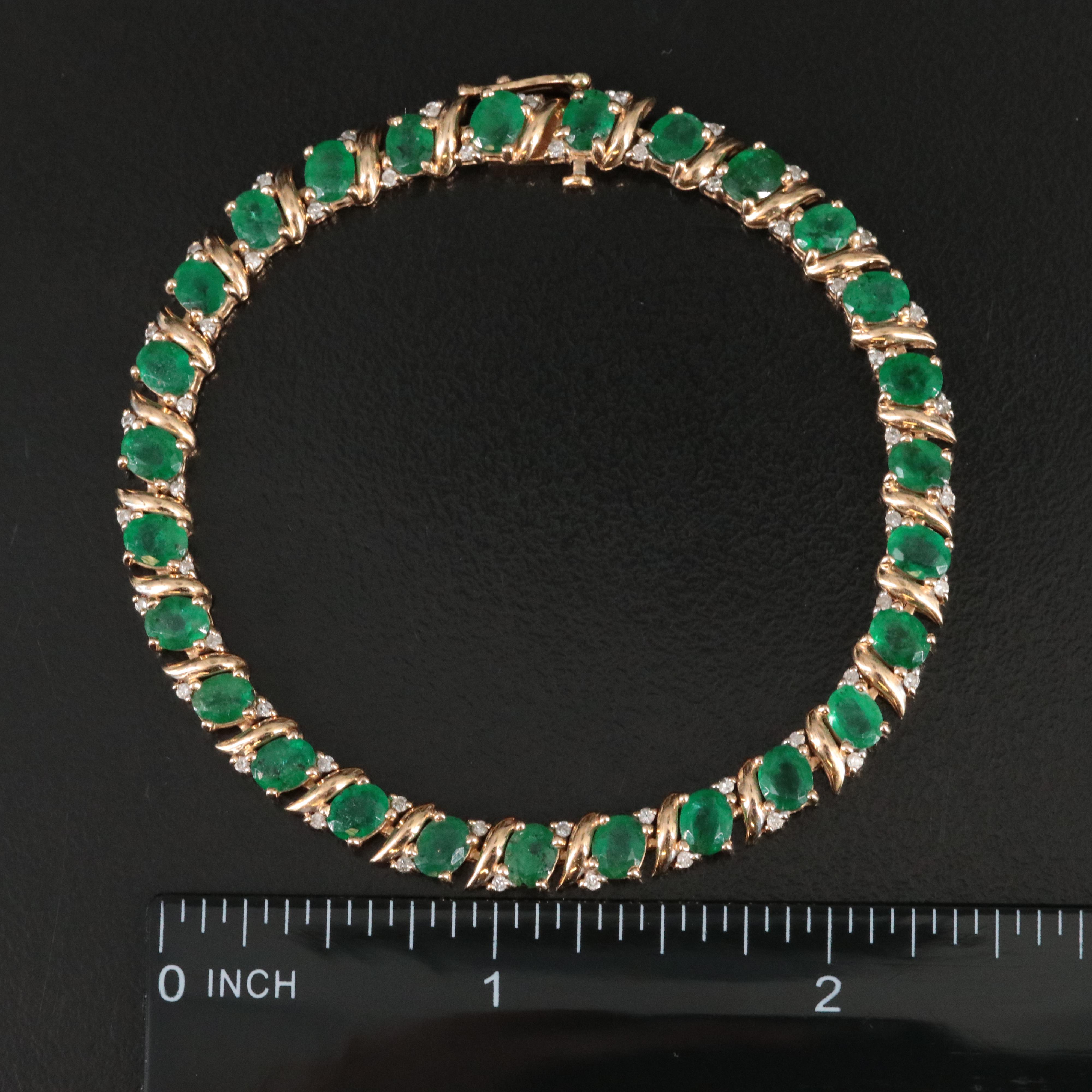 14K Emerald and Diamond Bracelet