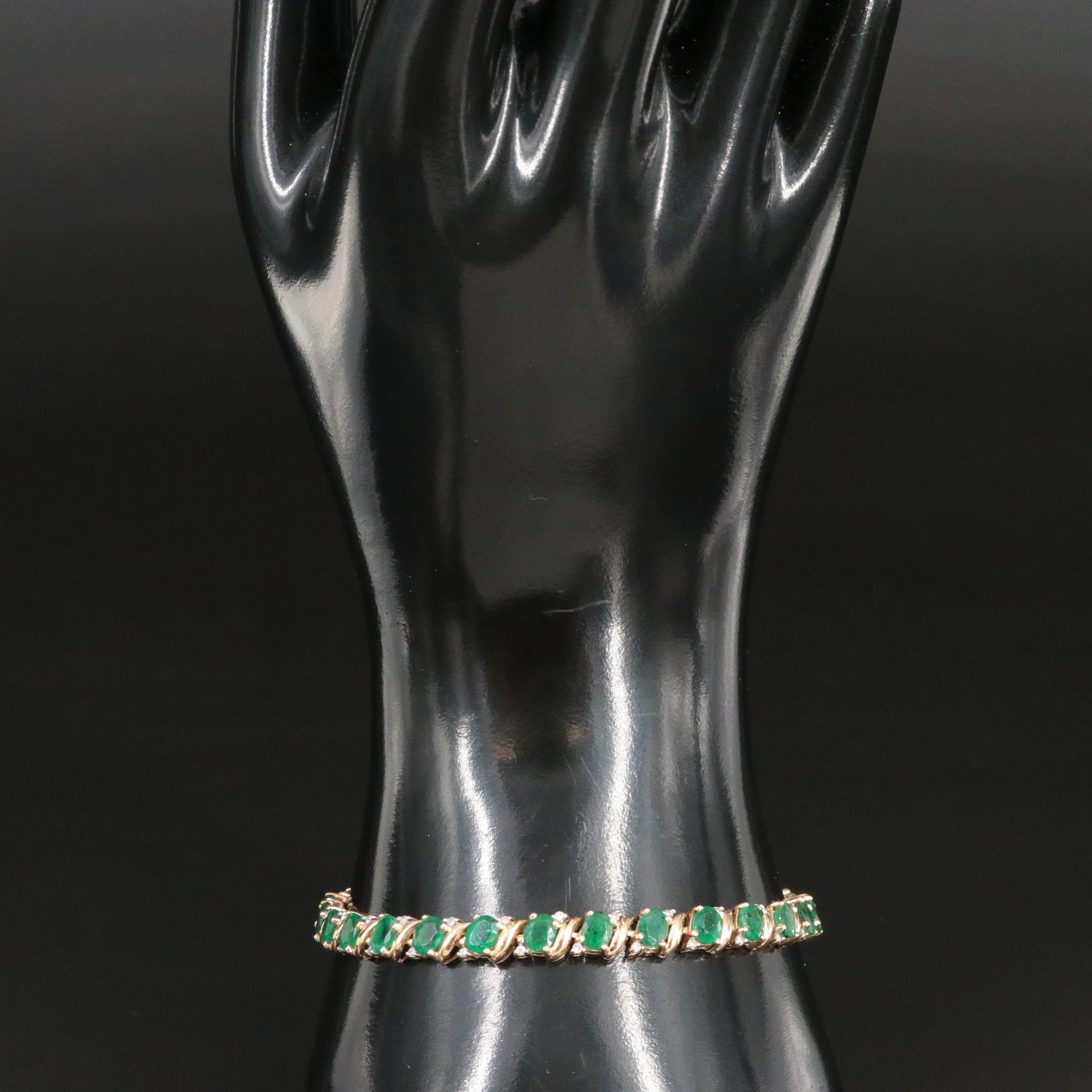 14K Emerald and Diamond Bracelet