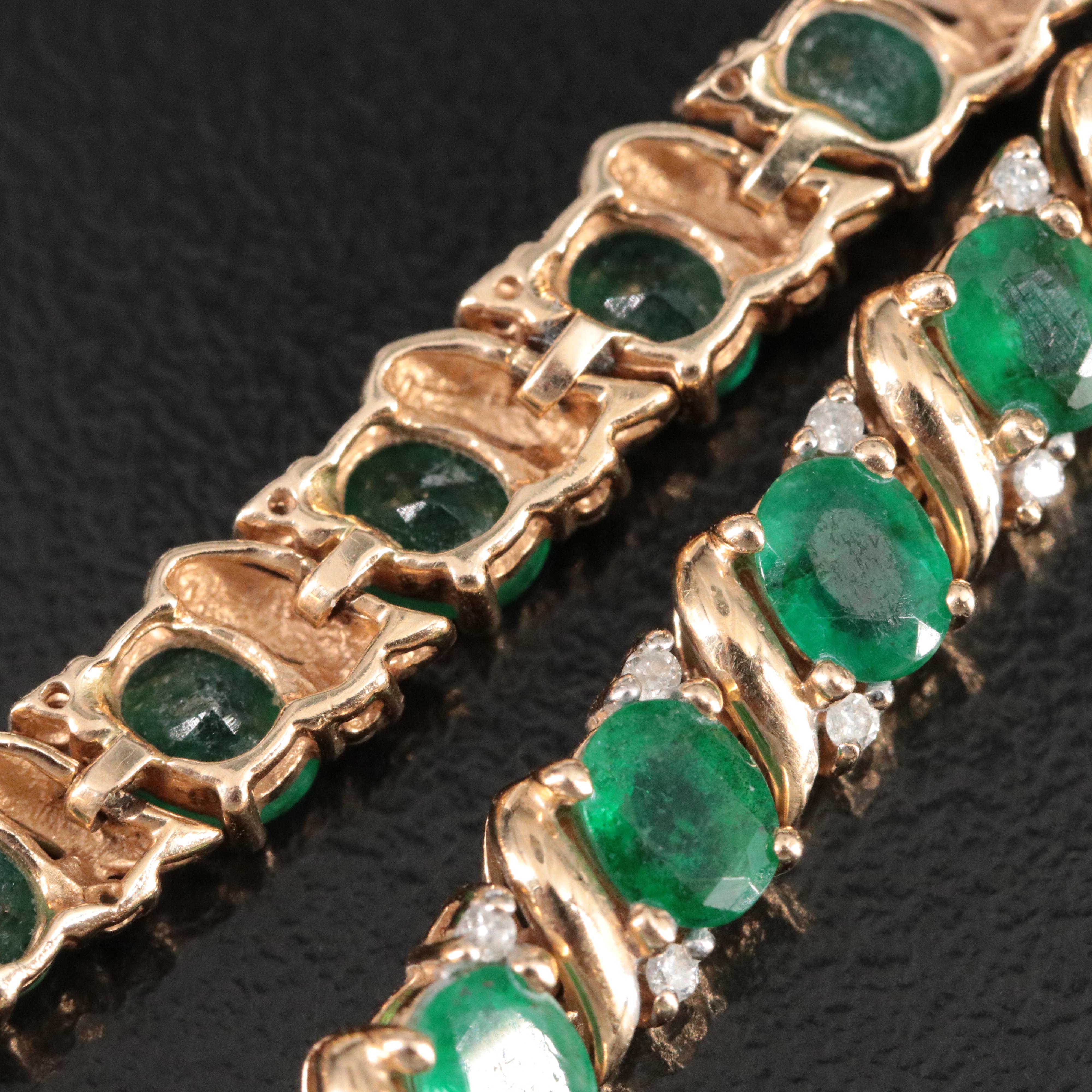14K Emerald and Diamond Bracelet