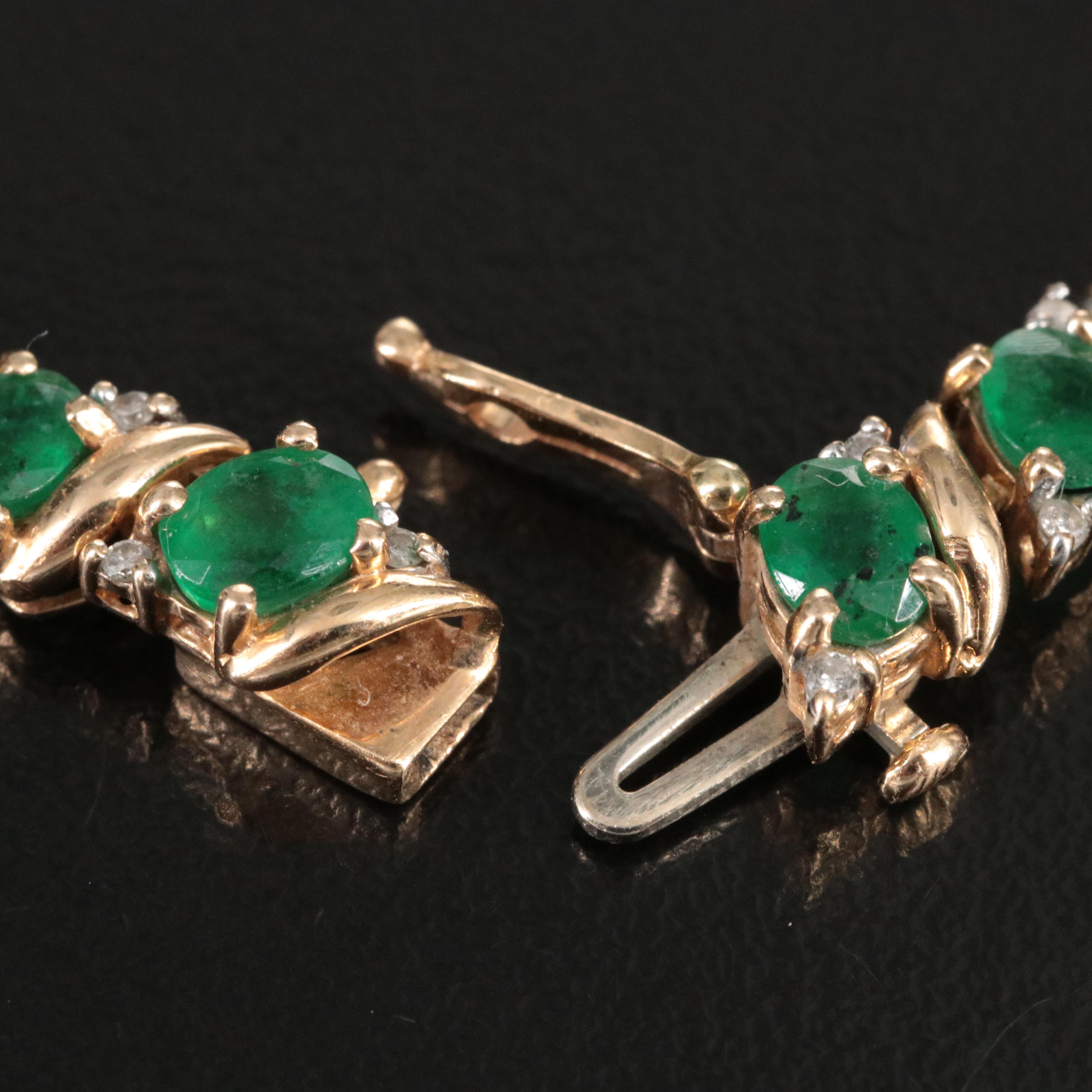 14K Emerald and Diamond Bracelet