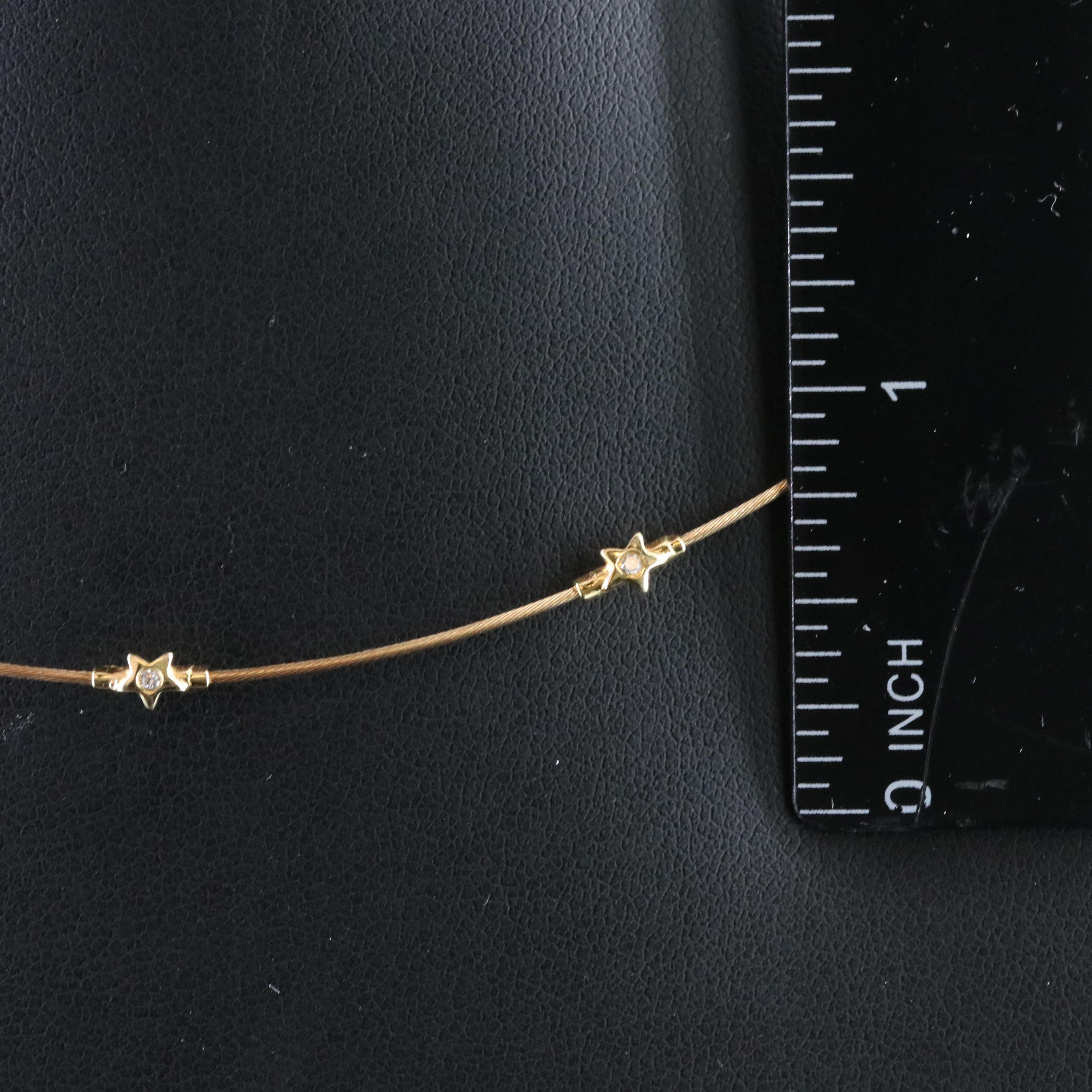 14K Star Station Necklace with Diamond Accents