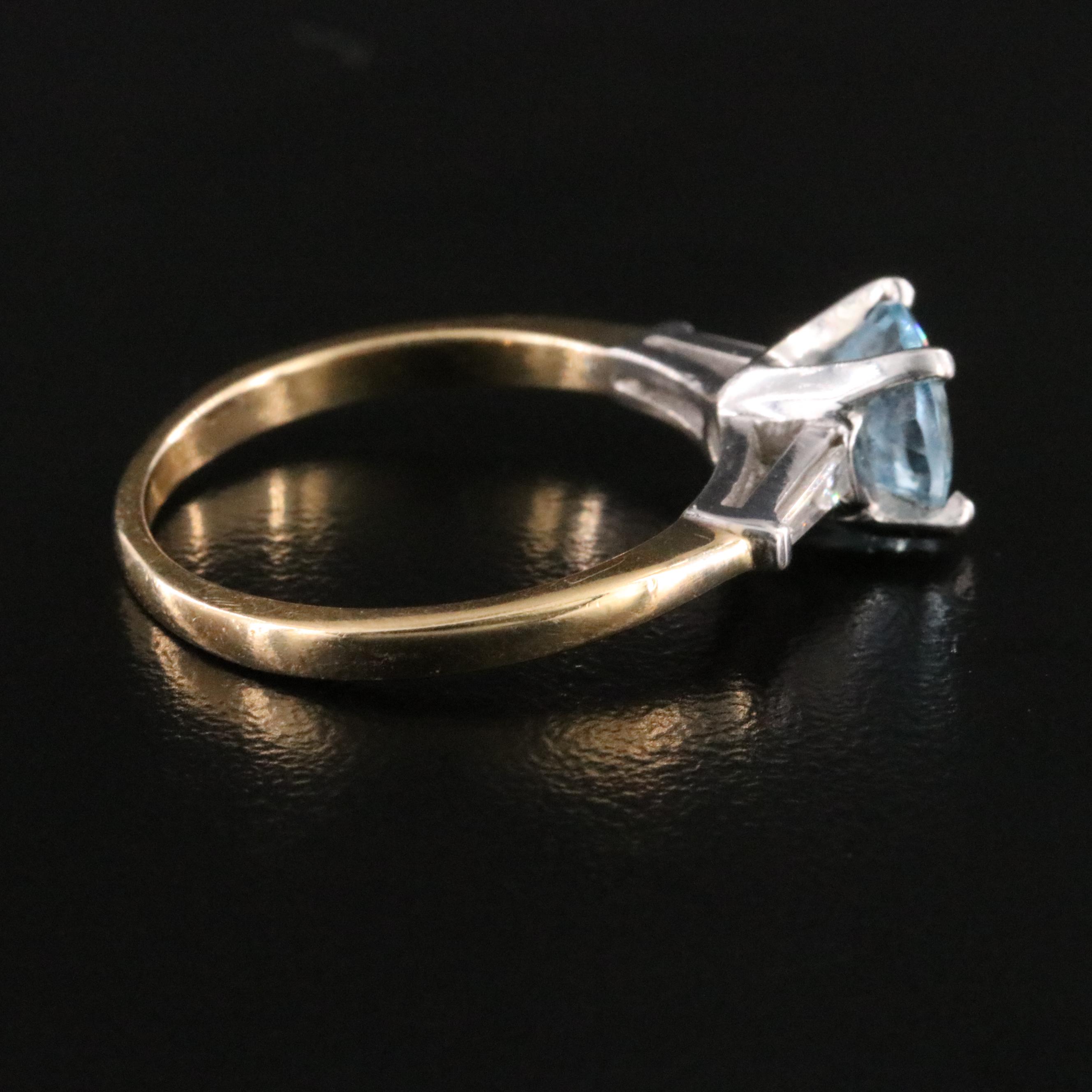 14K Aquamarine and 0.10 CTW Diamond Ring