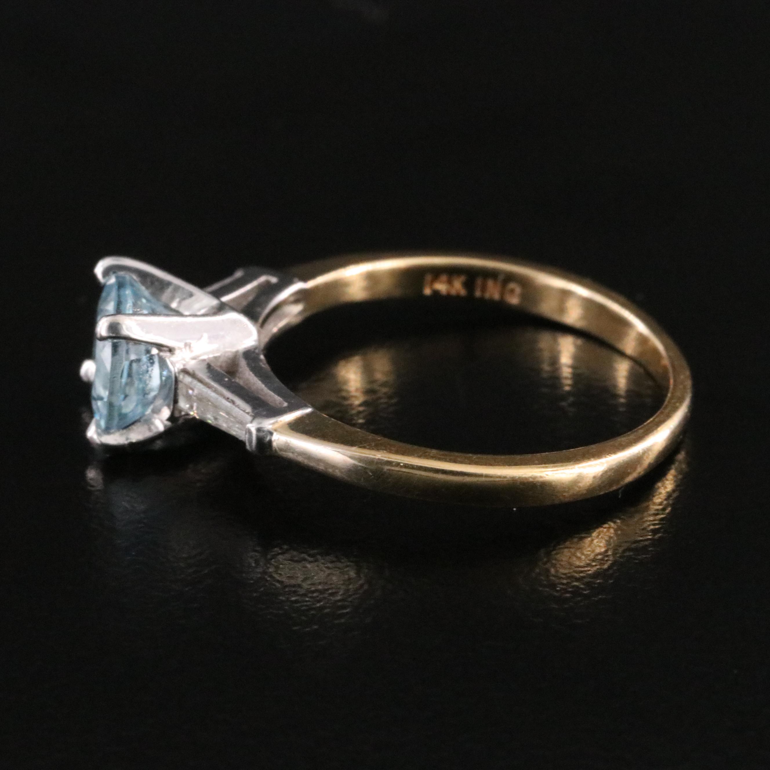14K Aquamarine and 0.10 CTW Diamond Ring