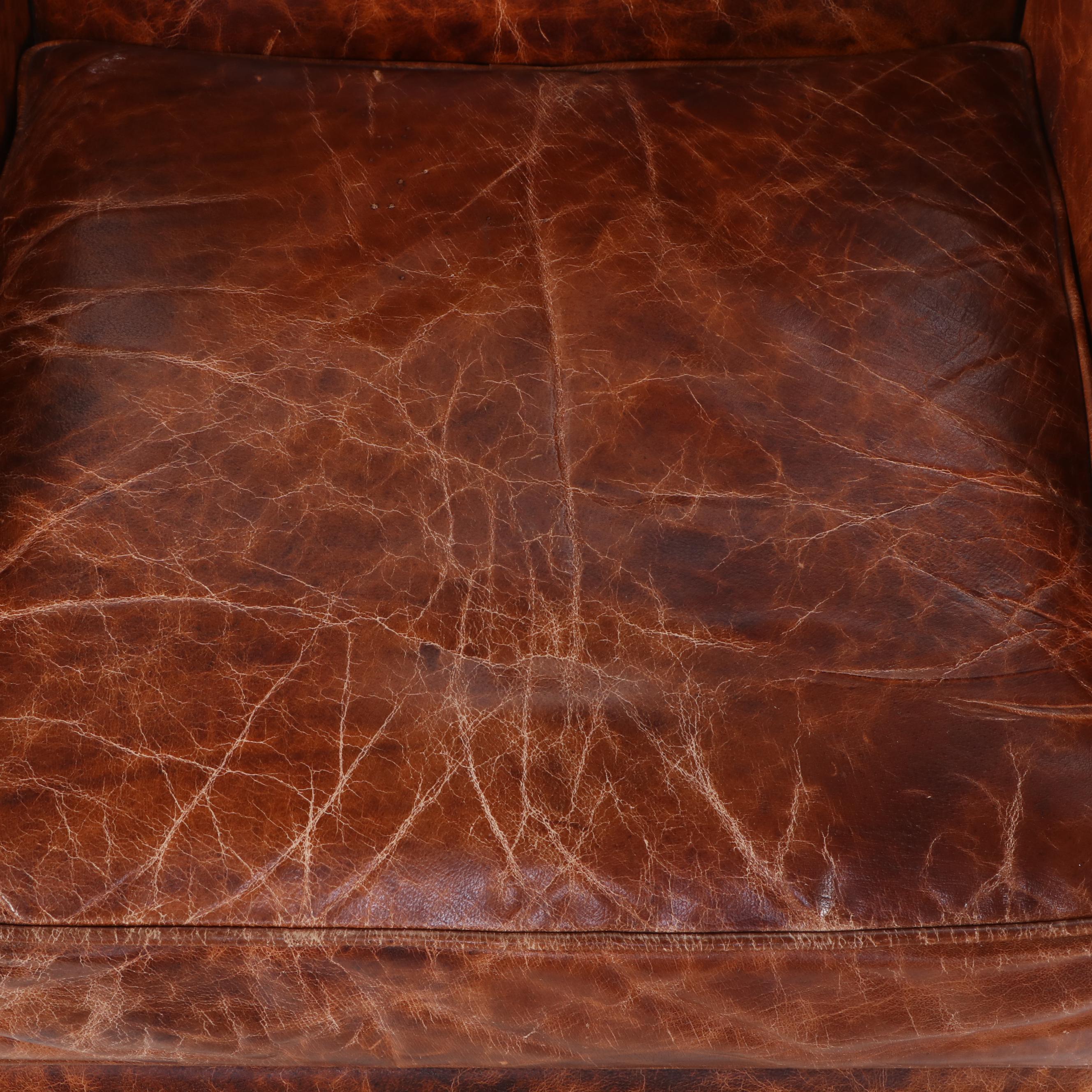 Trindi Furniture Art Deco Style Distressed Leather Club Chair