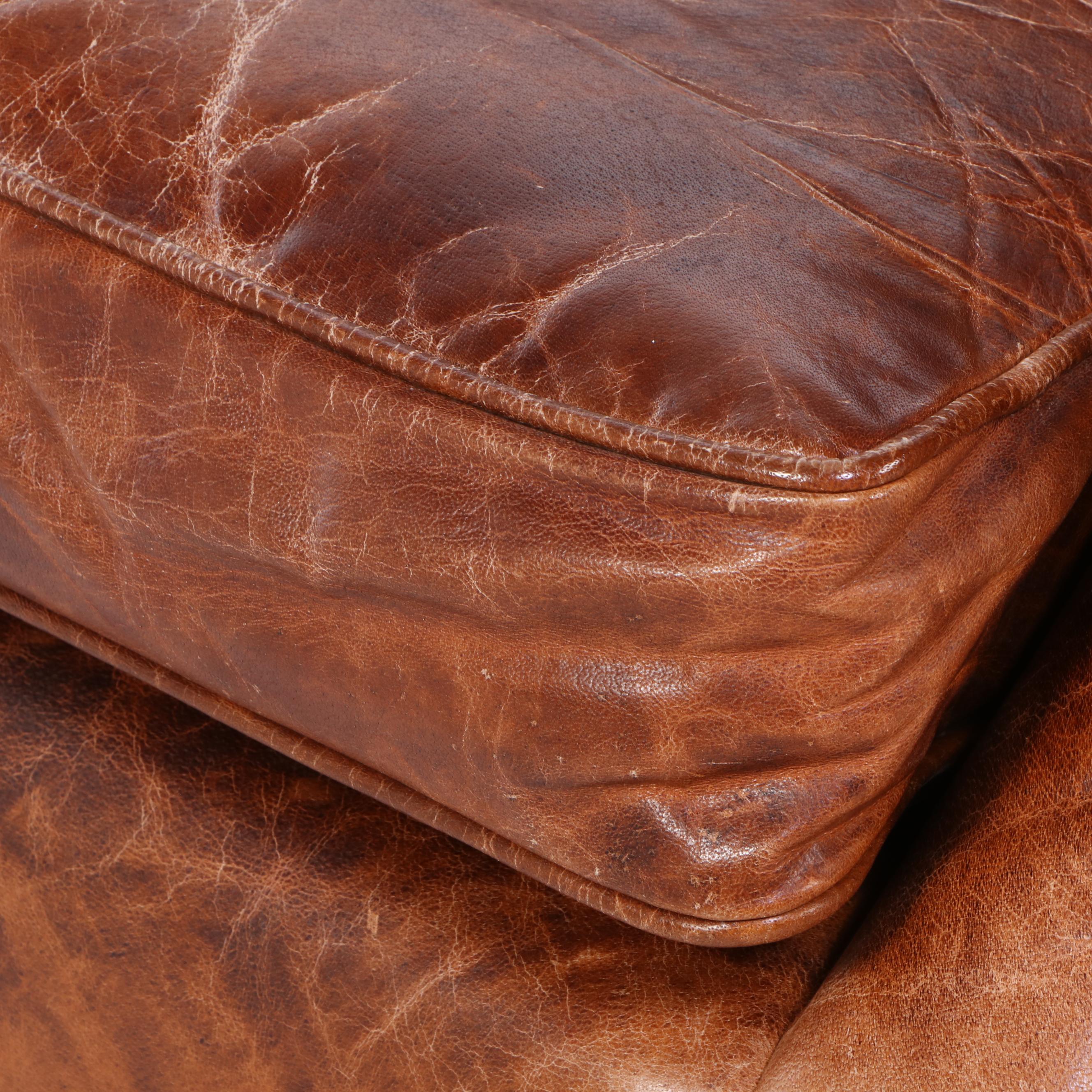 Trindi Furniture Art Deco Style Distressed Leather Club Chair