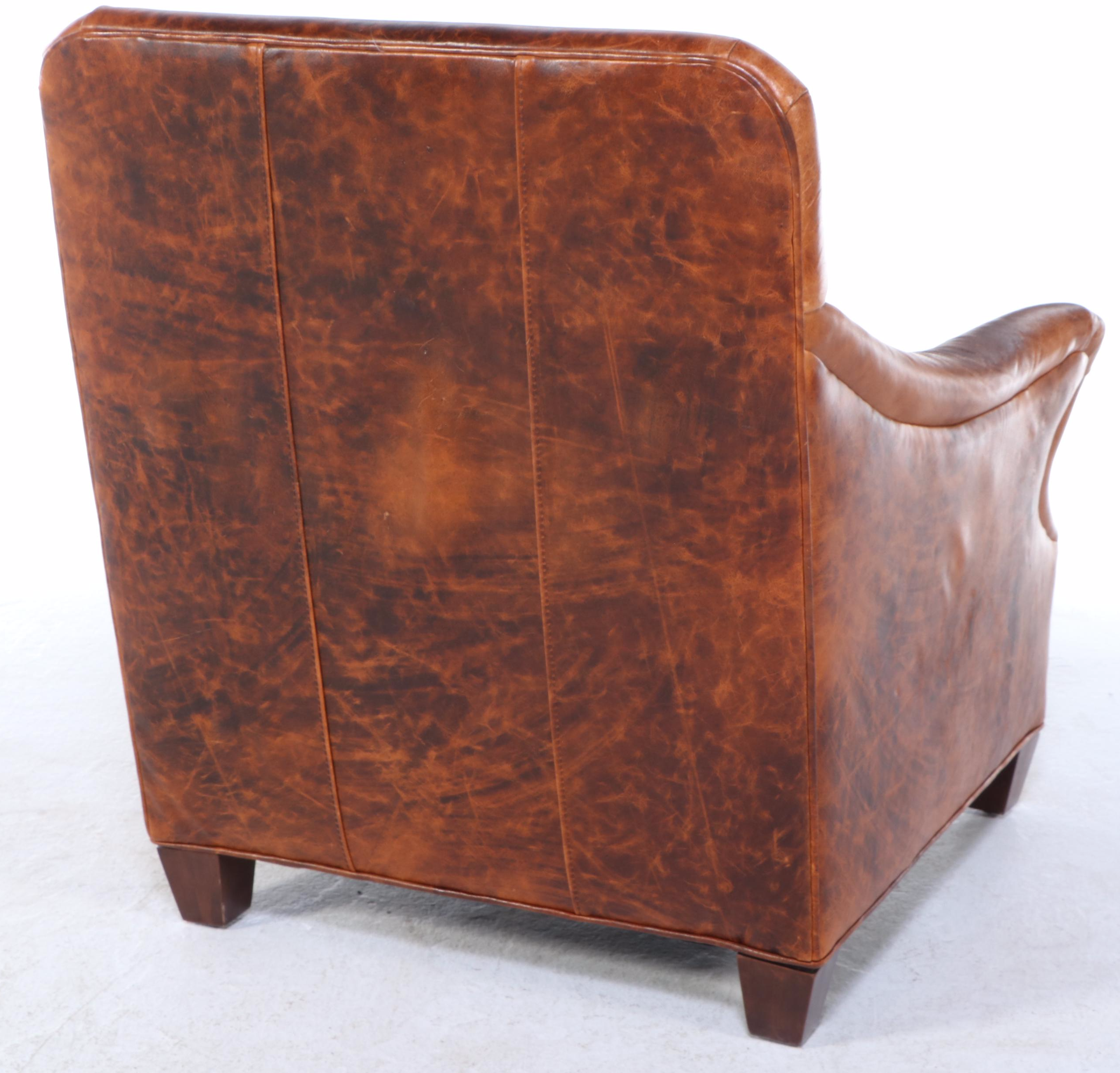Trindi Furniture Art Deco Style Distressed Leather Club Chair