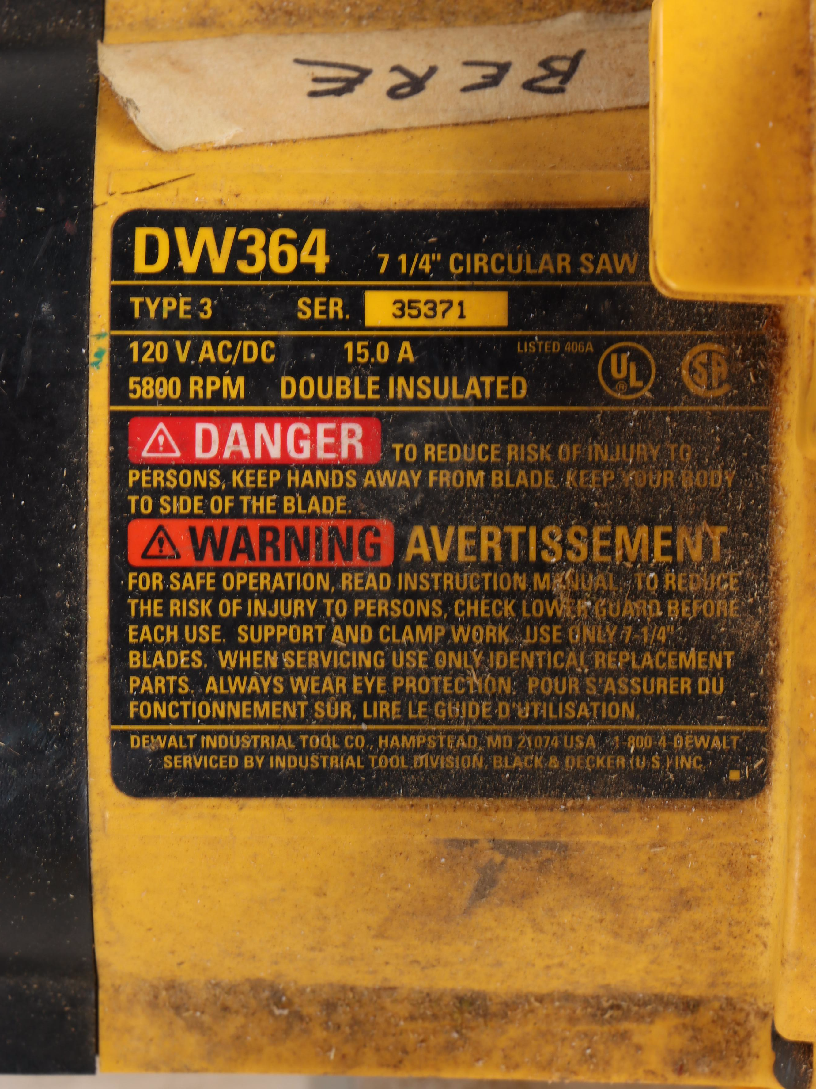 Craftsman Work Light, Skil Scroll Saw, DeWalt Circular Saw and Black+Decker Saws