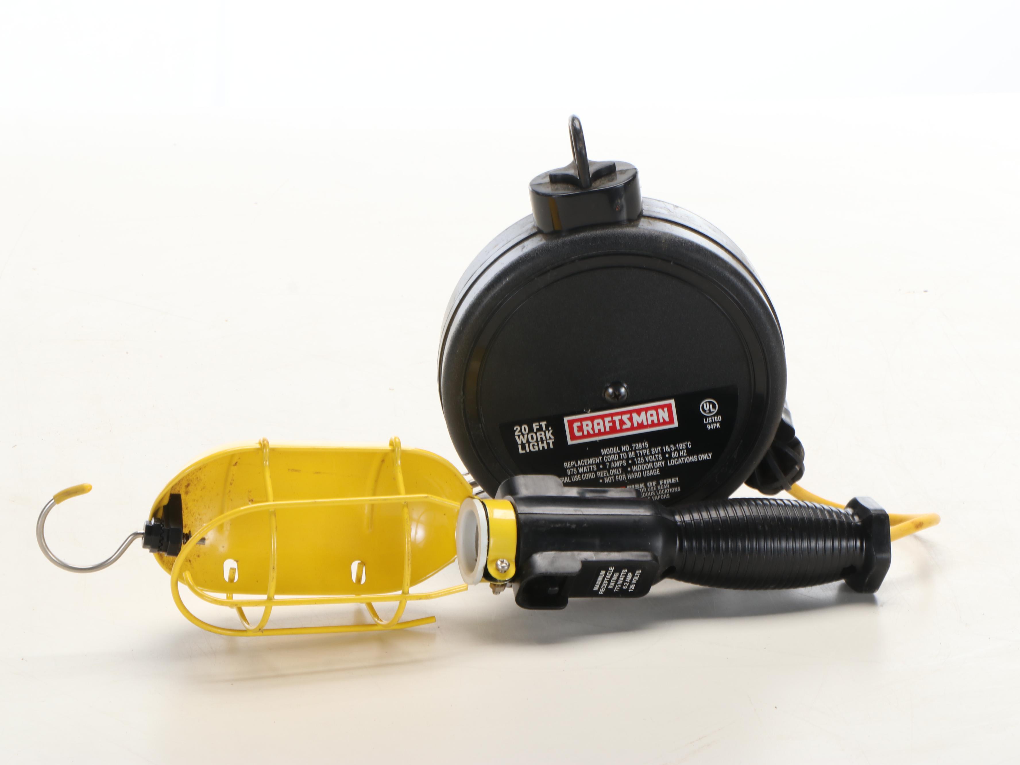 Craftsman Work Light, Skil Scroll Saw, DeWalt Circular Saw and Black+Decker Saws