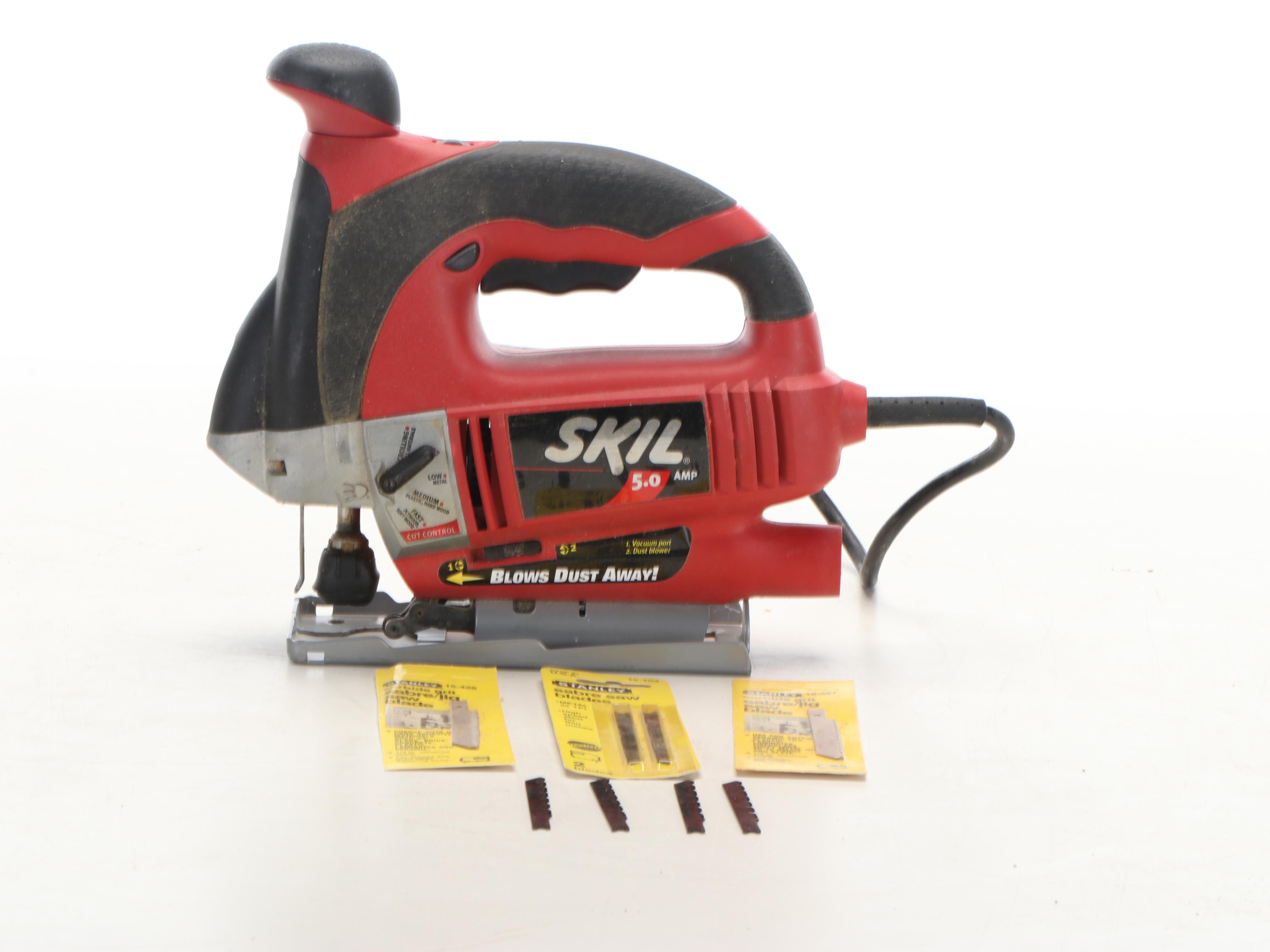 Craftsman Work Light, Skil Scroll Saw, DeWalt Circular Saw and Black+Decker Saws