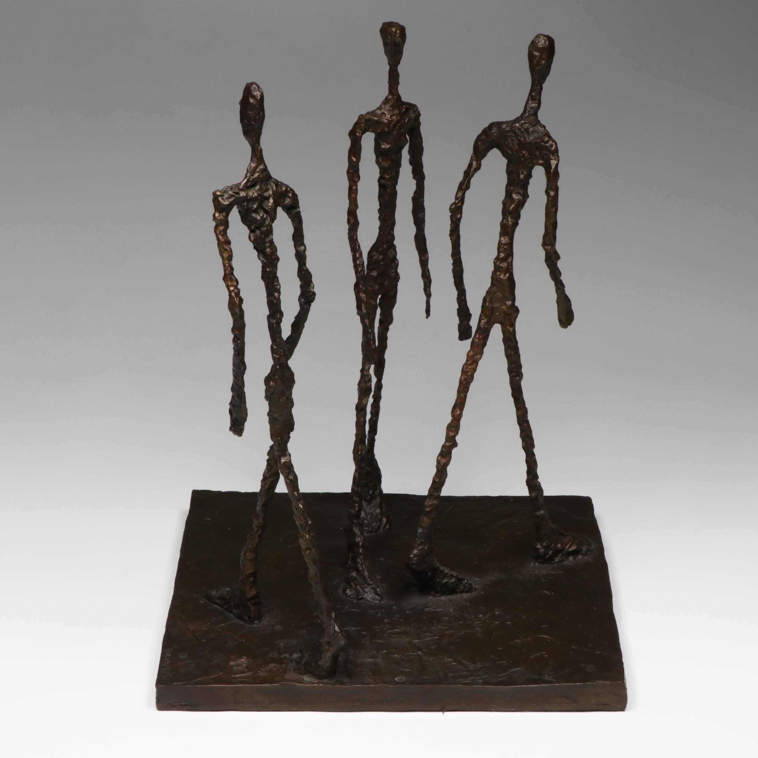 "Three Men Walking II" After Alberto Giacometti