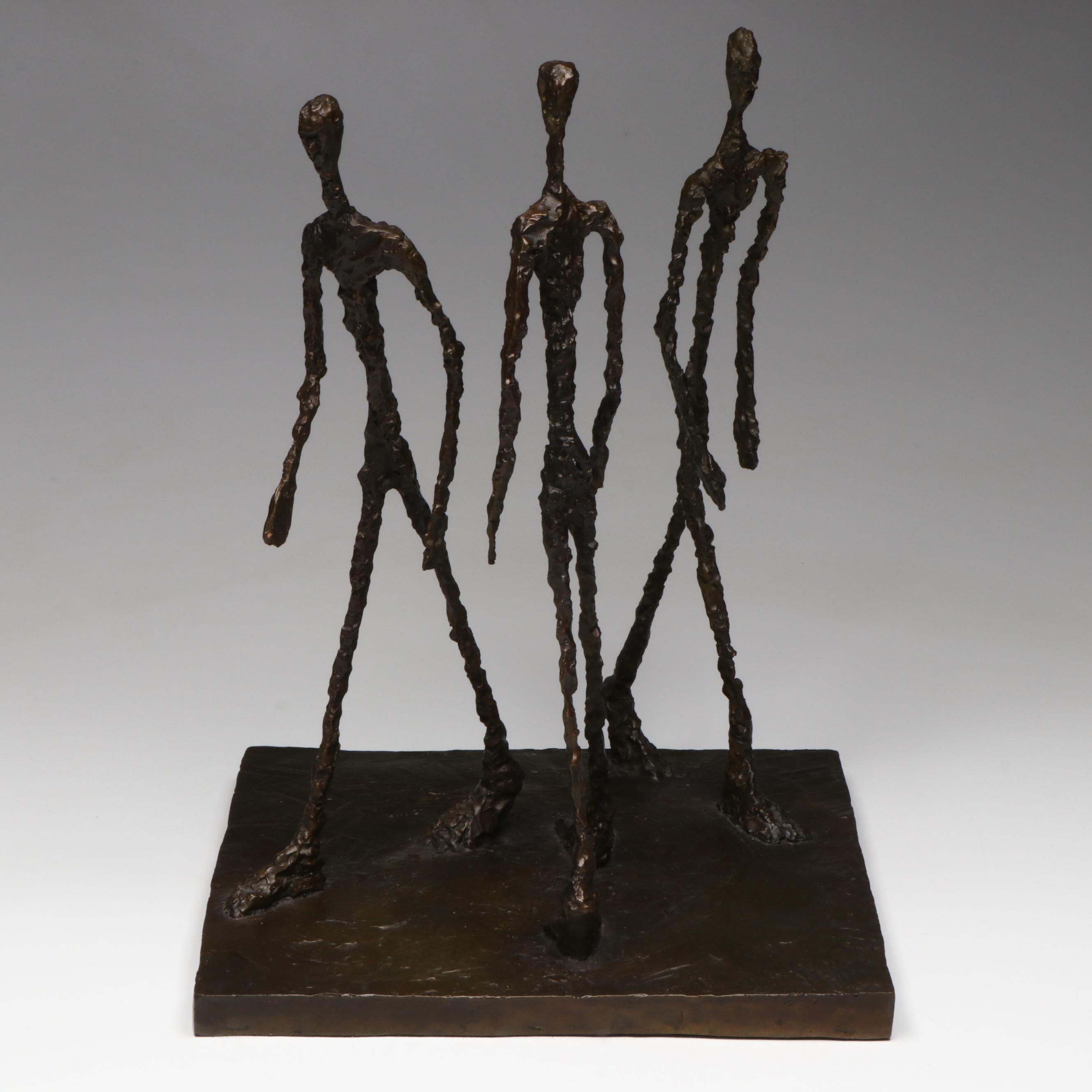 "Three Men Walking II" After Alberto Giacometti